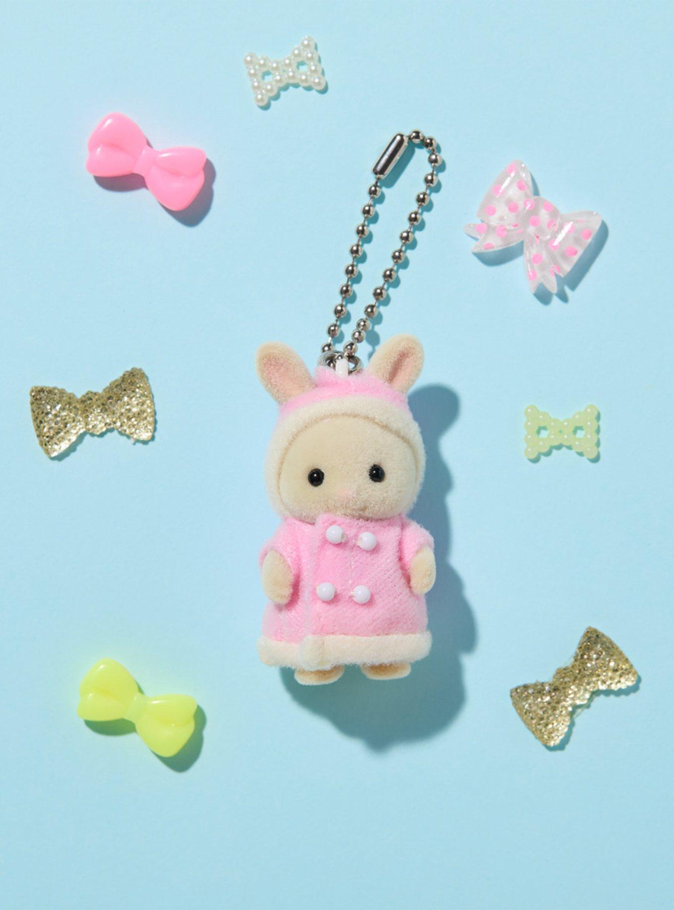 Calico Critters Fluffy Parka Milk Rabbit Baby Flocked Keychain, , hi-res