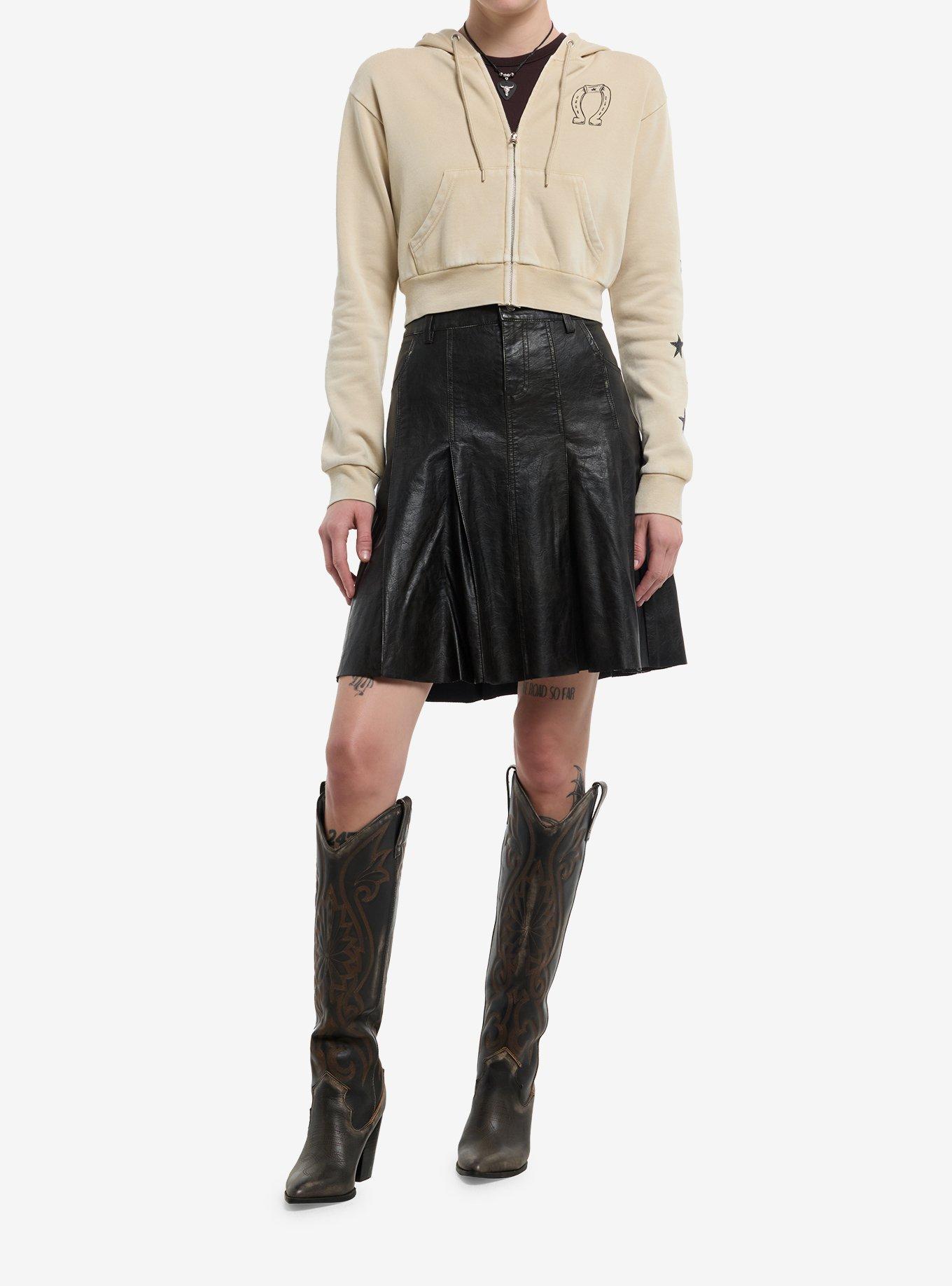 Social Collision Western Dog Outlaw Girls Crop Hoodie, , hi-res