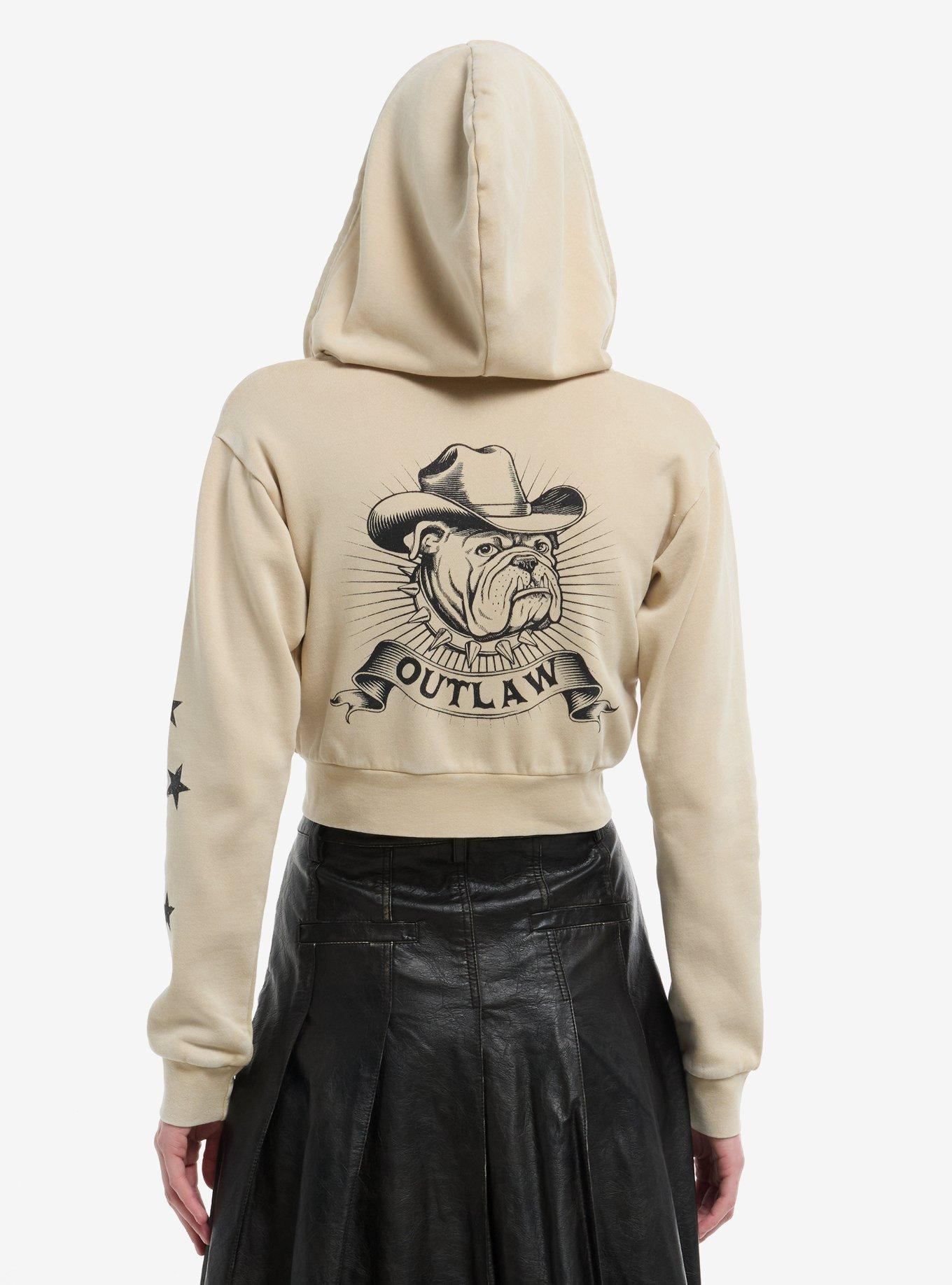 Social Collision Western Dog Outlaw Girls Crop Hoodie, BLUE, alternate