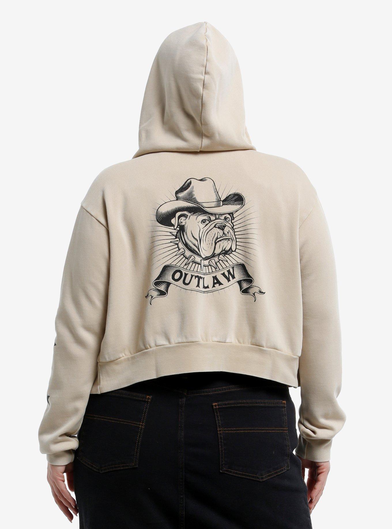 Social Collision Western Dog Outlaw Girls Crop Hoodie Plus Size, BLUE, alternate