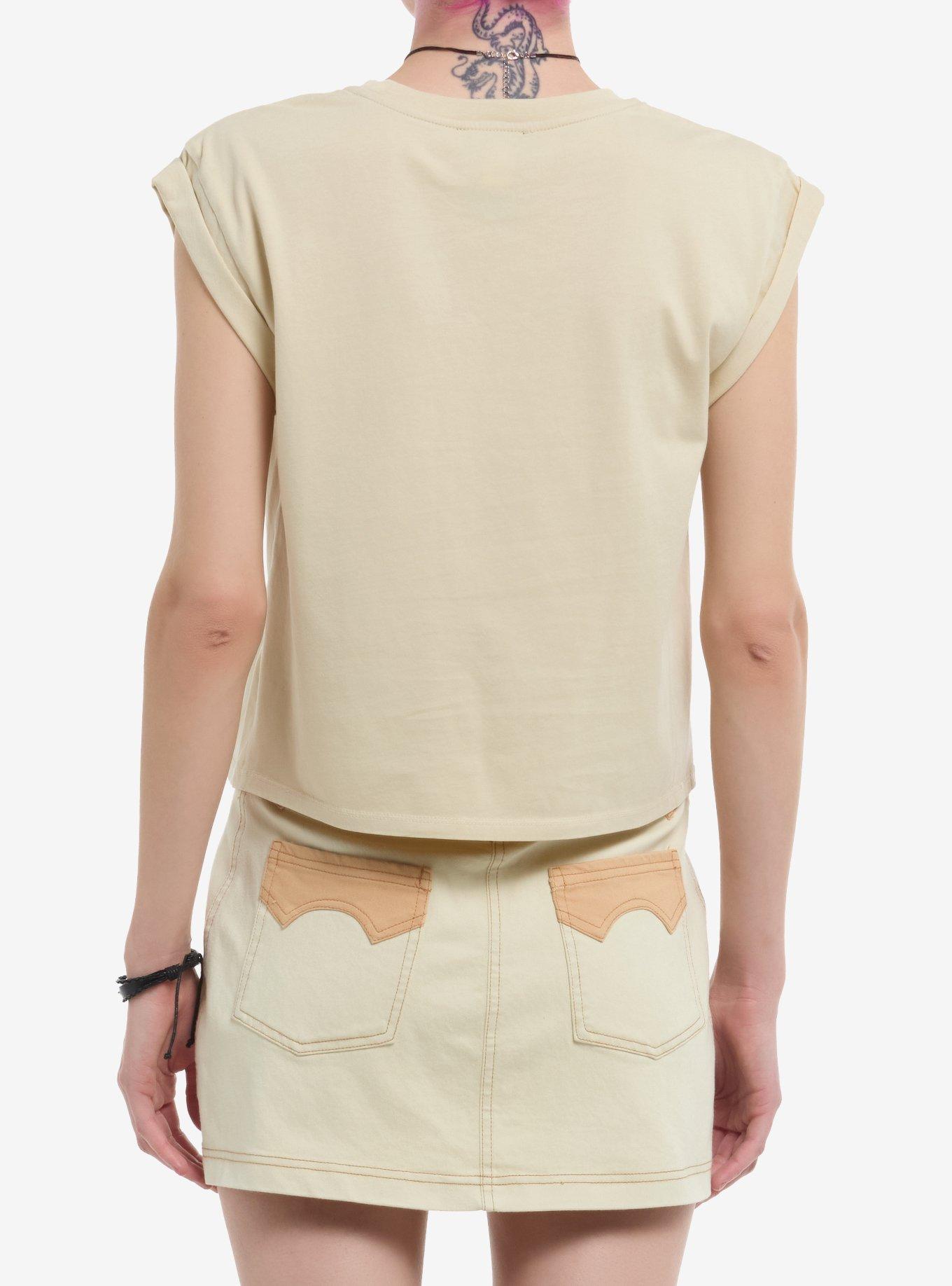 Social Collision Bull Skull Khaki Girls Crop Top, BLACK, alternate
