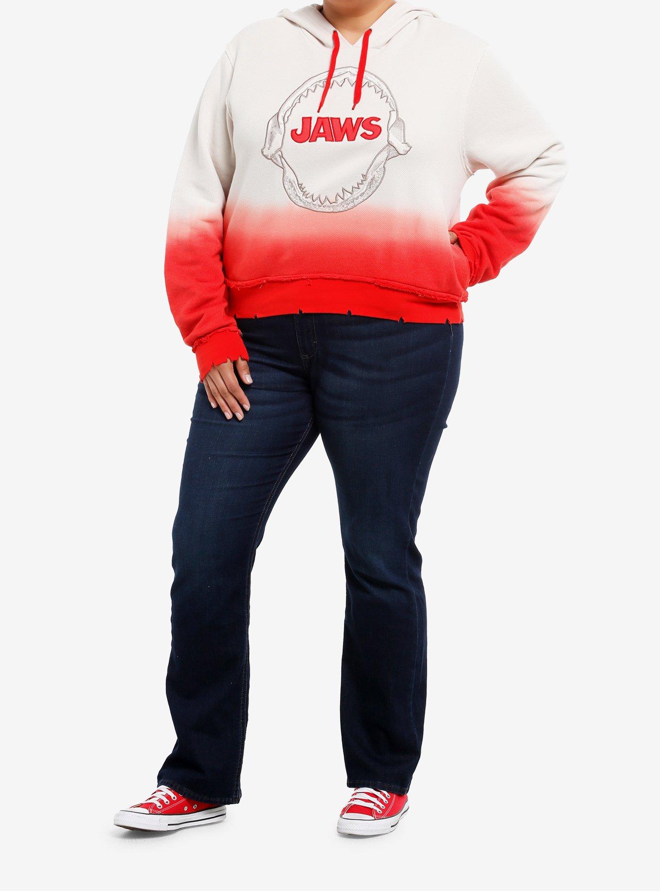 Her Universe Jaws Teeth Dip-Dye Girls Crop Hoodie Plus Size, , hi-res