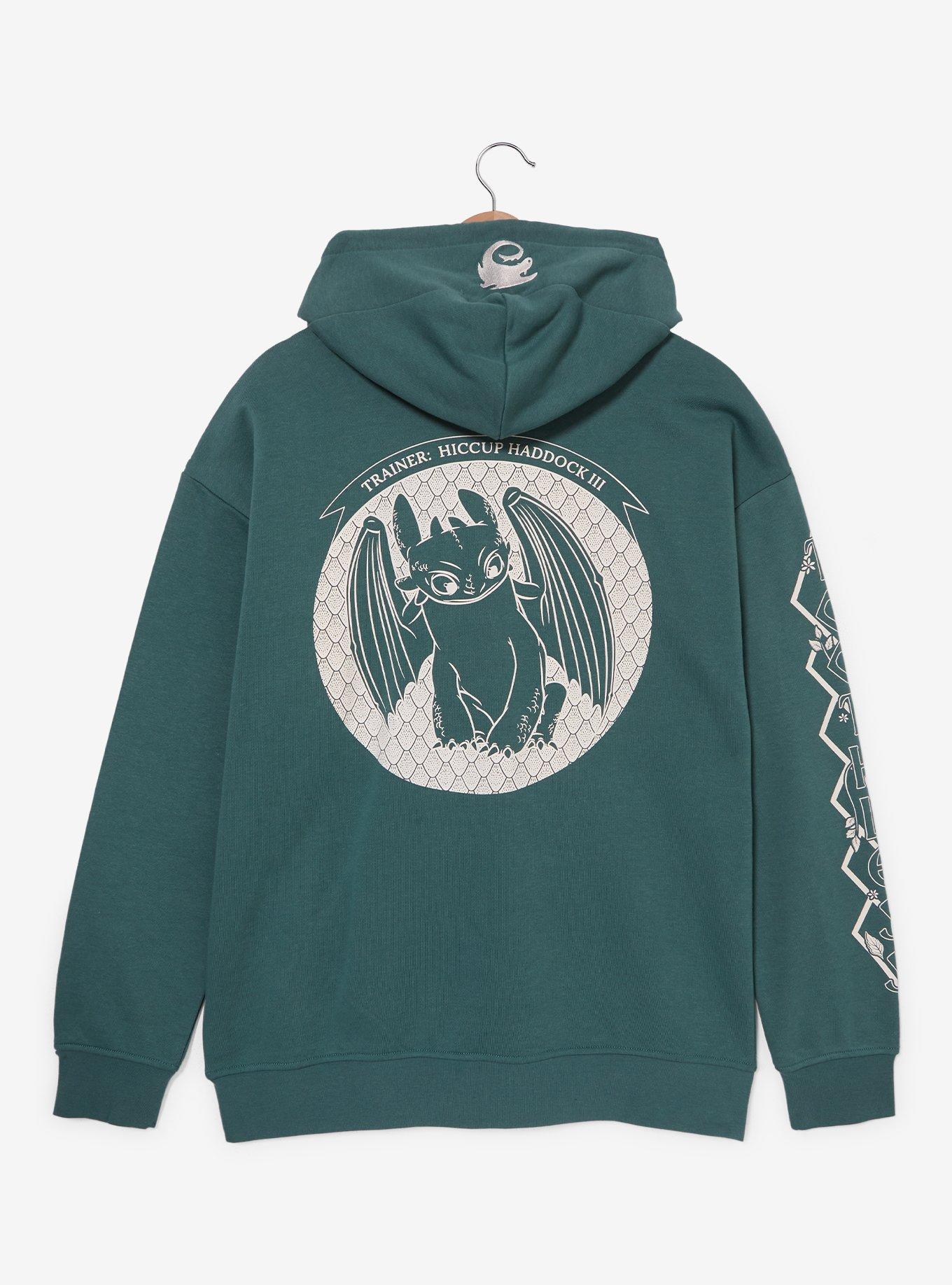 DreamWorks How to Train Your Dragon Toothless Tonal Portrait Hoodie - BoxLunch Exclusive, DARK GREEN, alternate