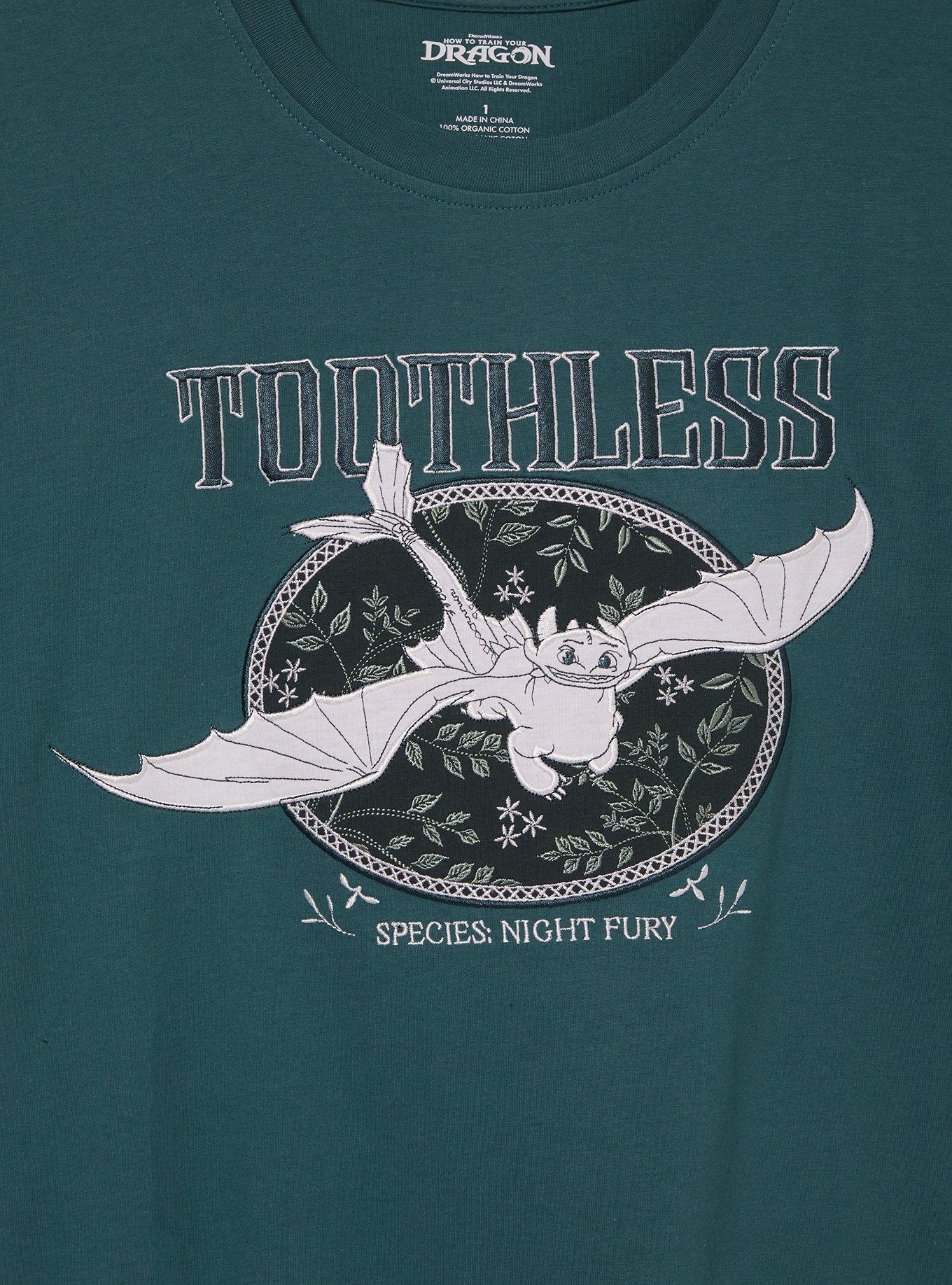 DreamWorks How to Train Your Dragon Toothless Embroidered Women's Plus Size T-Shirt — BoxLunch Exclusive, , hi-res