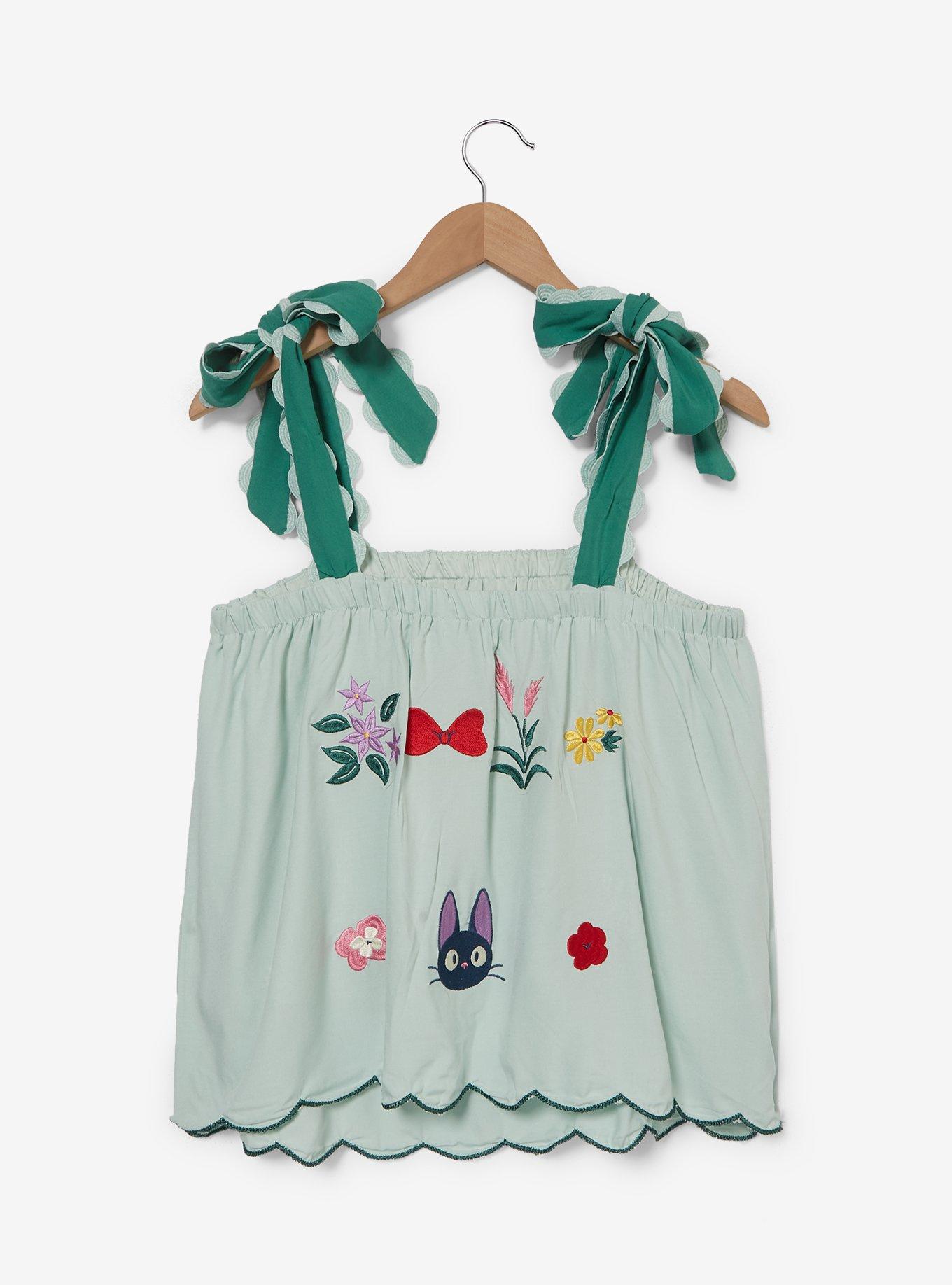 Studio Ghibli&reg; Kiki's Delivery Service Embroidered Floral Logo Women's Tank, SAGE, alternate