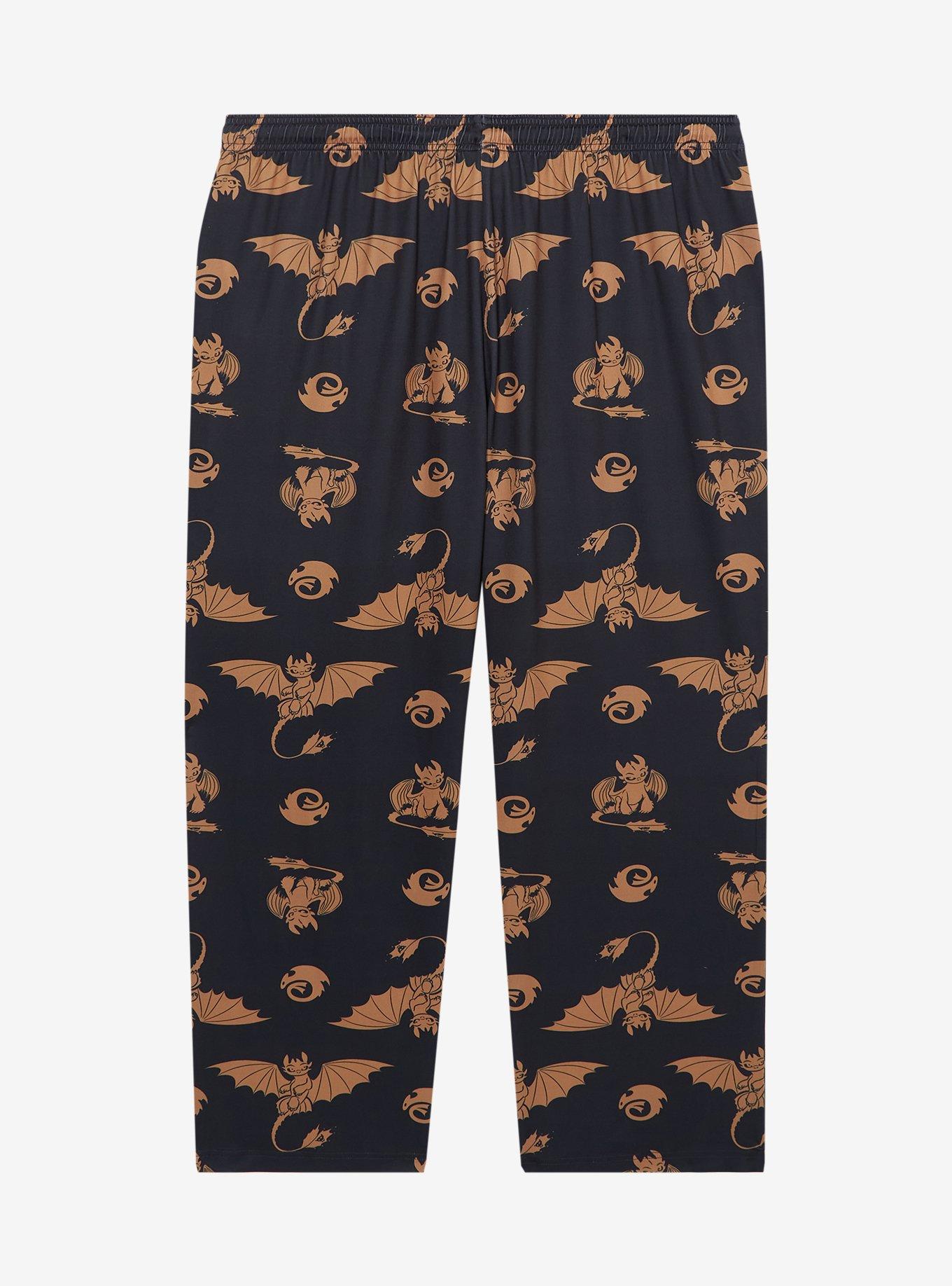 DreamWorks How To Train Your Dragon Toothless Poses Allover Print Plus Size Sleep Pants - BoxLunch Exclusive, FOREST GREEN, alternate