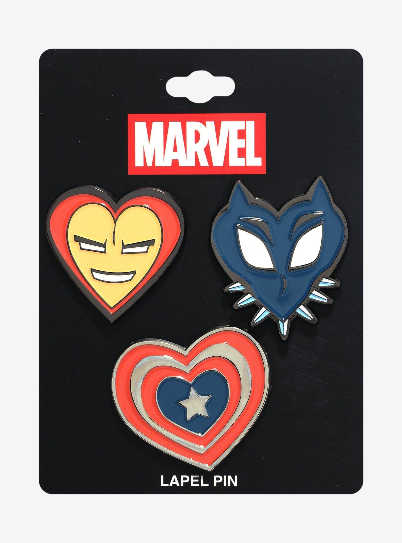 Marvel Avengers Trio Heart Enamel Pin Set, , hi-res