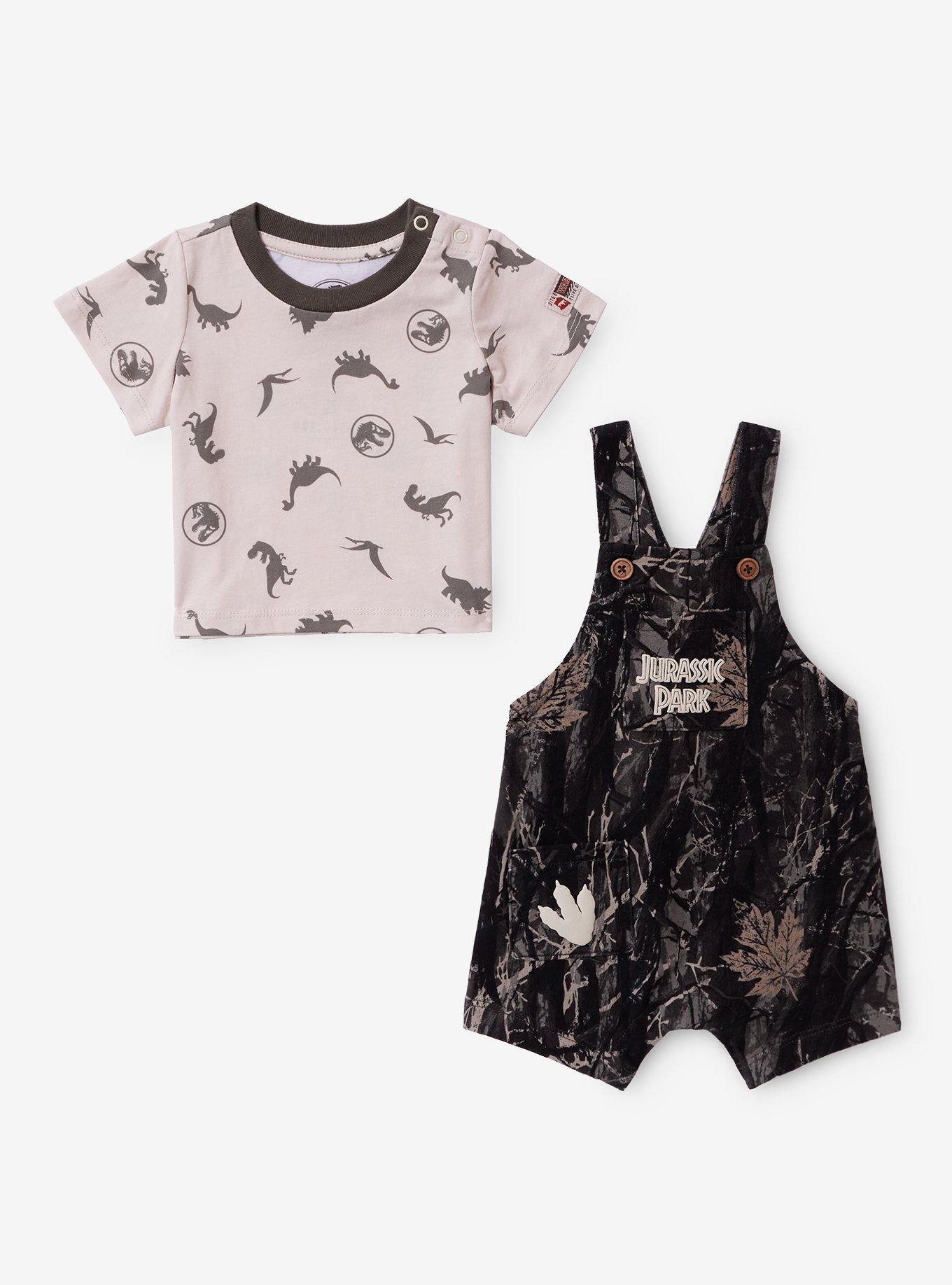 Jurassic Park Camo Infant T-Shirt and Overall Set — BoxLunch Exclusive, GREEN, alternate