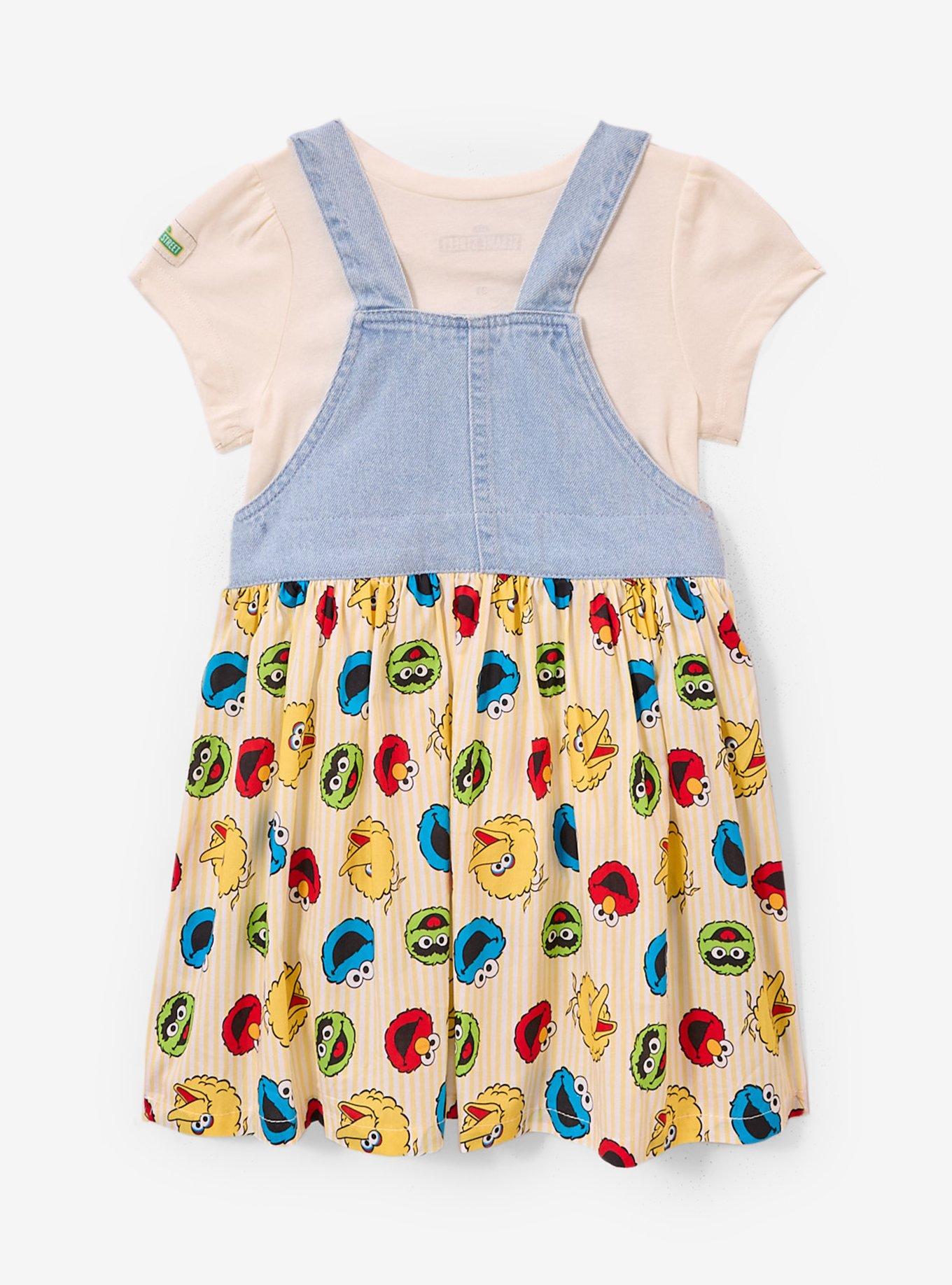 Sesame Street Elmo and Friends Denim Toddler Dress & T-Shirt Set — BoxLunch Exclusive, RED, alternate