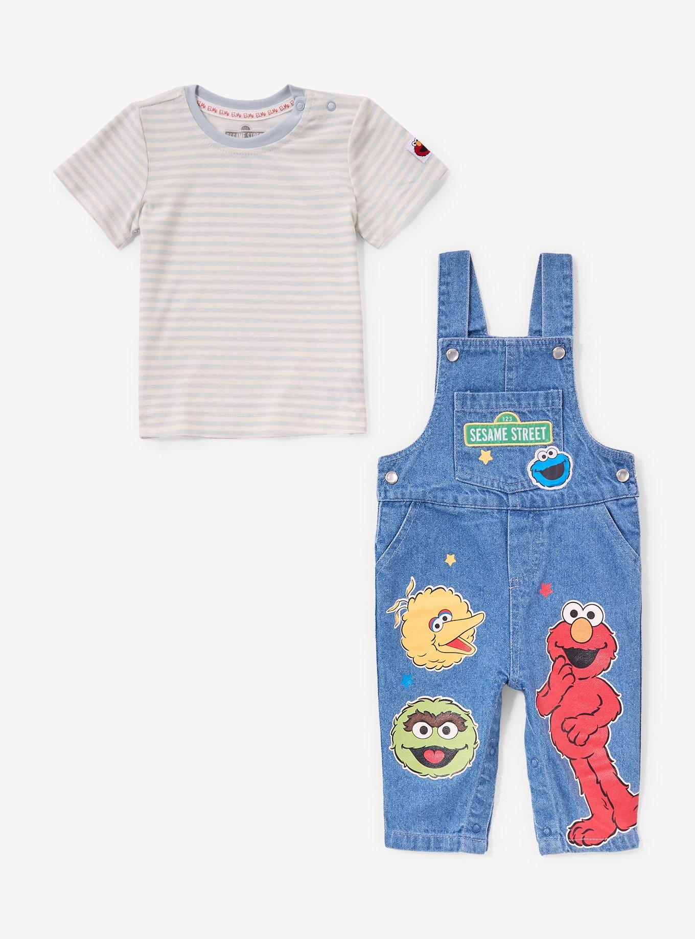 Sesame Street Characters Infant Overalls & T-Shirt Set - BoxLunch Exclusive, , hi-res