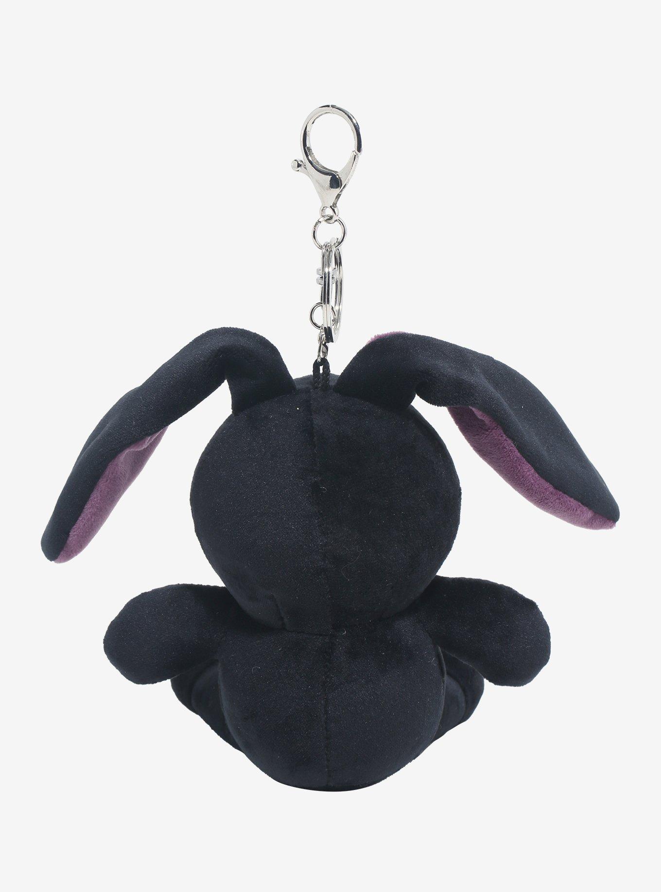 Black & Purple Bunny Plush Key Chain, , hi-res