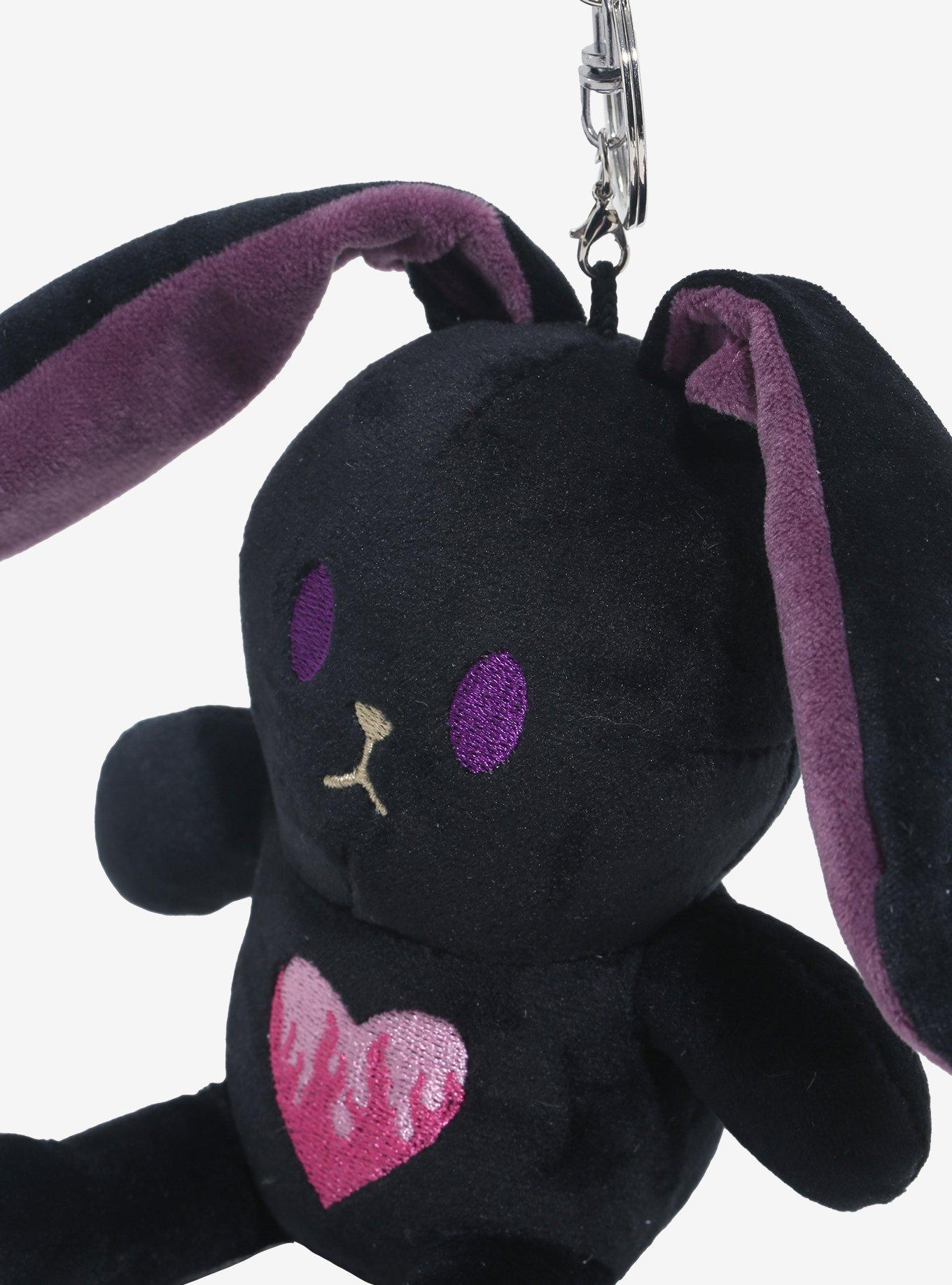 Black & Purple Bunny Plush Key Chain, , alternate