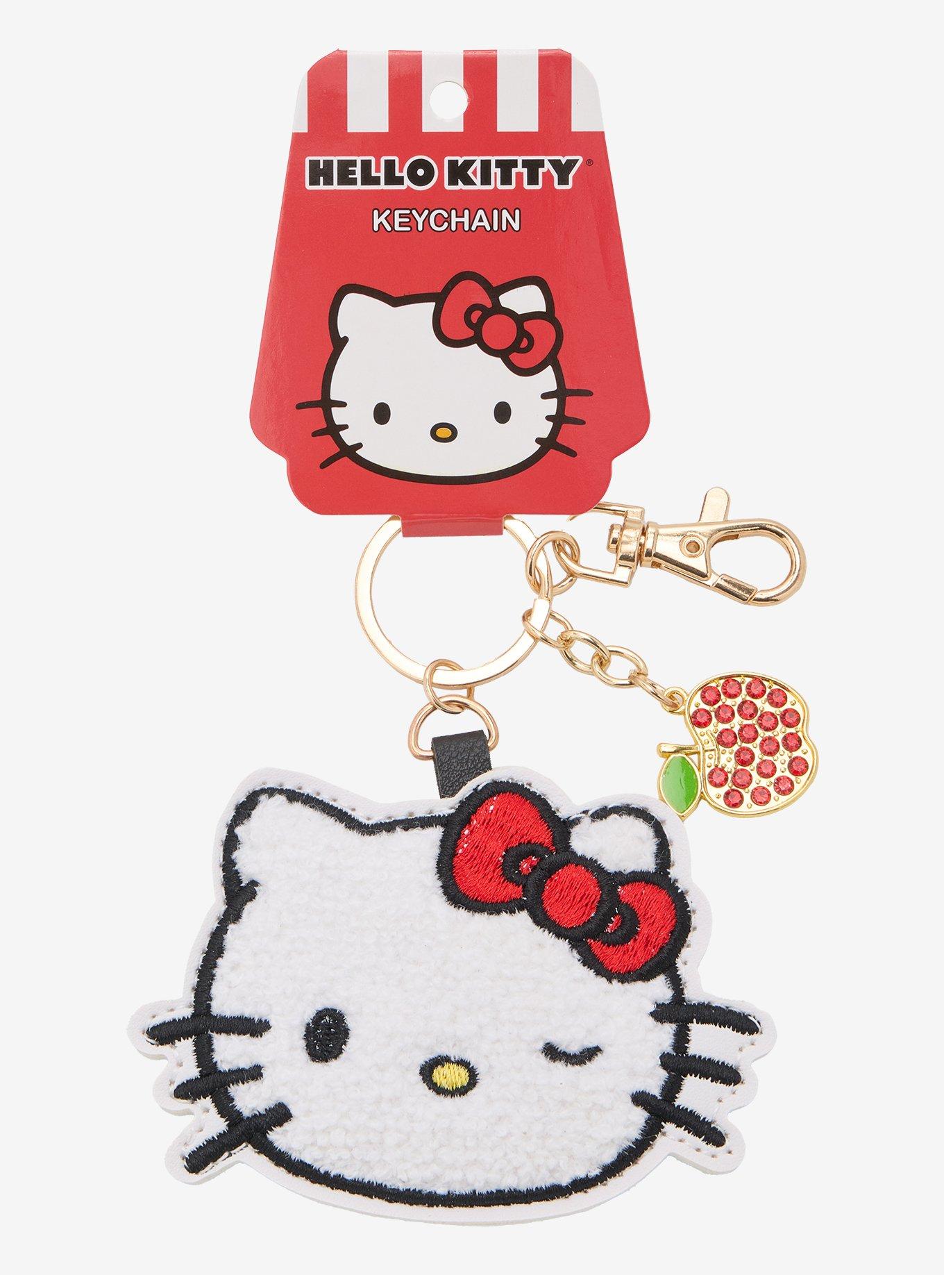 Hello Kitty Chenille Patch Rhinestone Apple Bag Charm, , hi-res