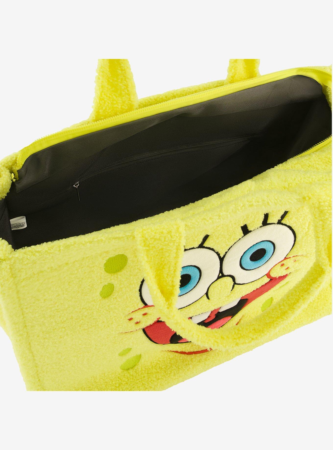 FUL SpongeBob SquarePants Yellow Travel Sherpa Tote with Trolley Strap