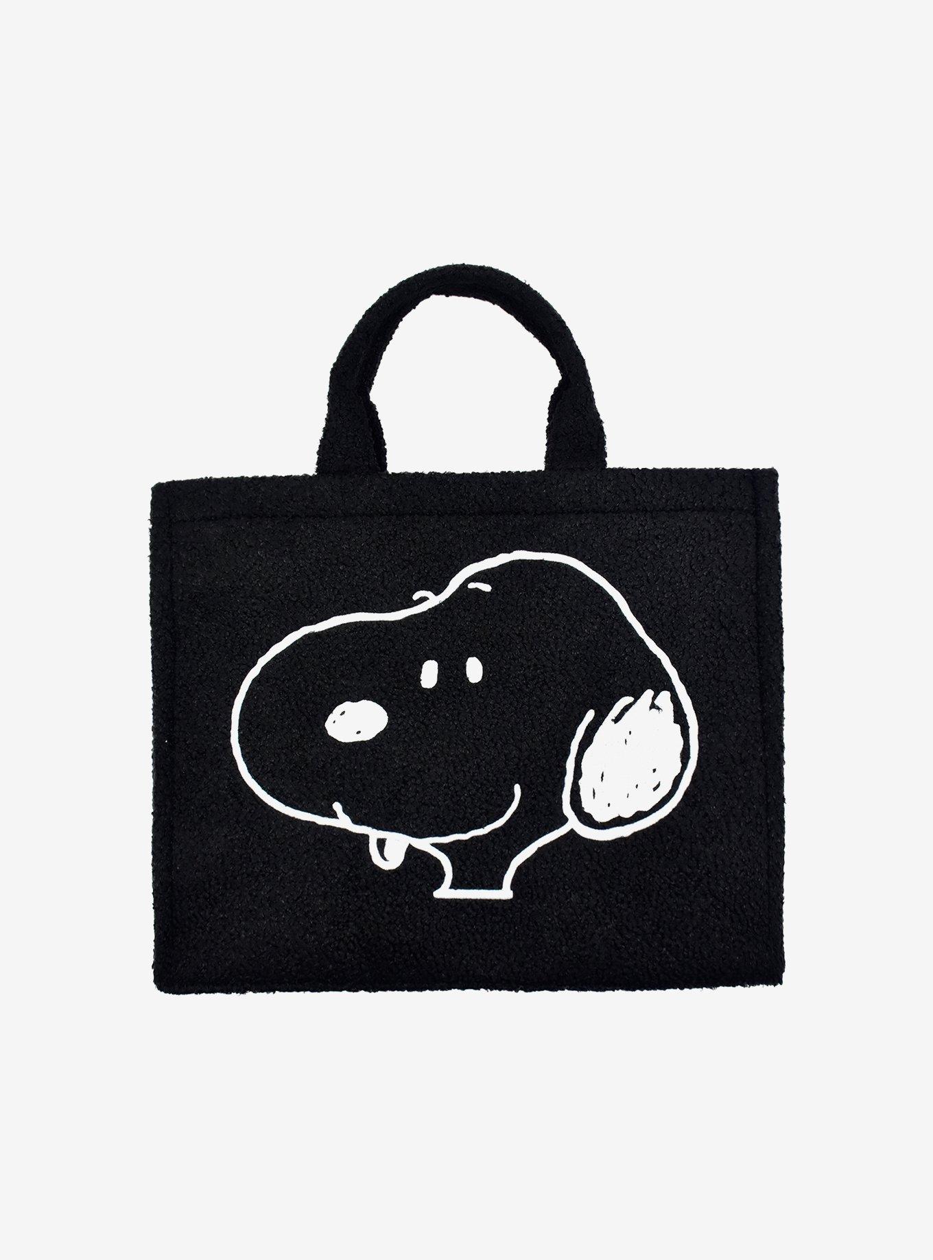 FUL Peanuts Snoopy Black Sherpa Tote Bag with Trolley Strap, , hi-res