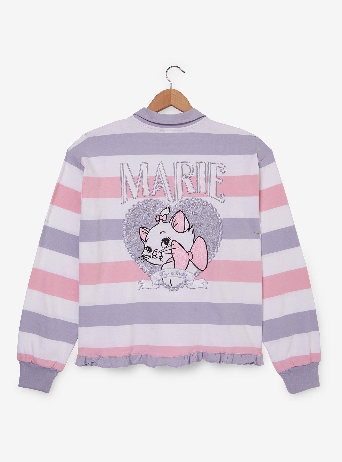 Disney The Aristocats Marie Striped Women's Plus Size Cropped Long Sleeve T-Shirt - BoxLunch Exclusive, , hi-res