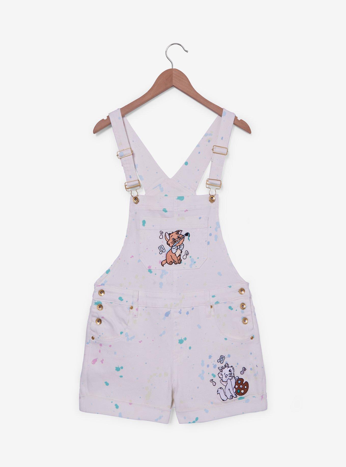 Disney The Aristocats Kittens Paint Splatter Women's Short Overalls - BoxLunch Exclusive, , alternate