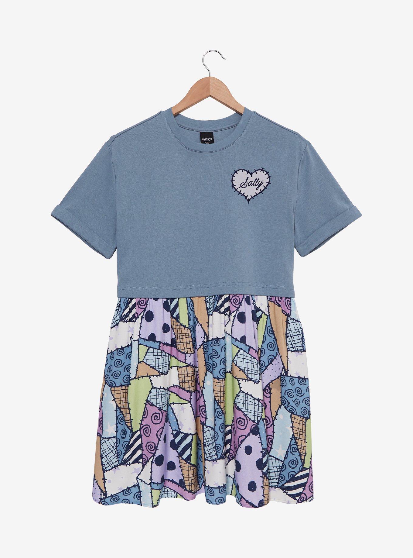 Disney The Nightmare Before Christmas Sally Patchwork Plus Size T-Shirt Dress - BoxLunch Exclusive, , hi-res