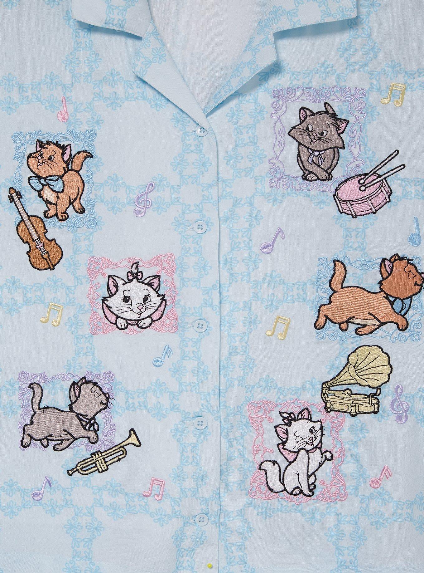 Disney The Aristocats Kittens & Instruments Woven Women's Cropped Button-Up - BoxLunch Exclusive