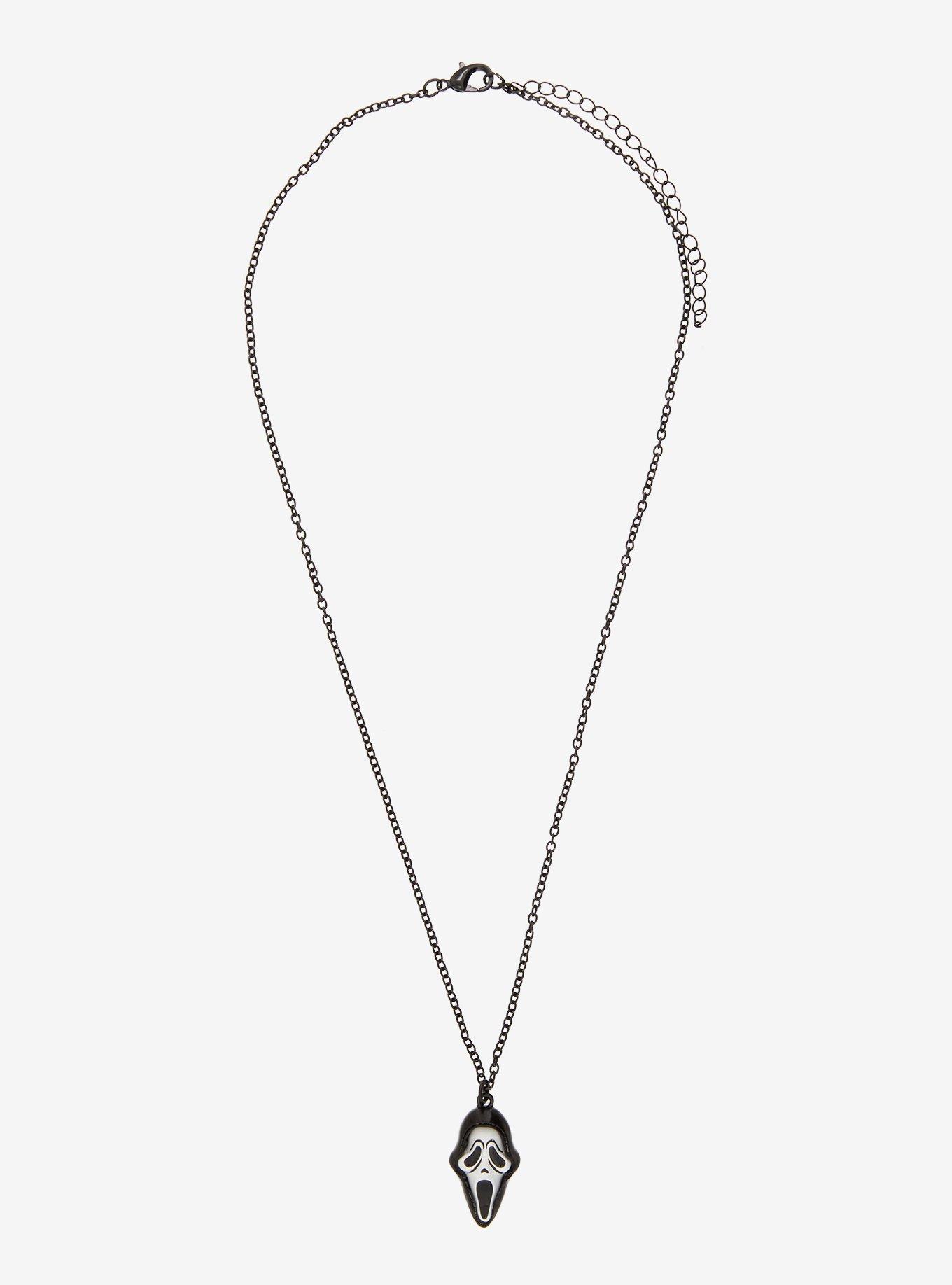 Ghost Face Mask Figural Pendant Necklace, , hi-res