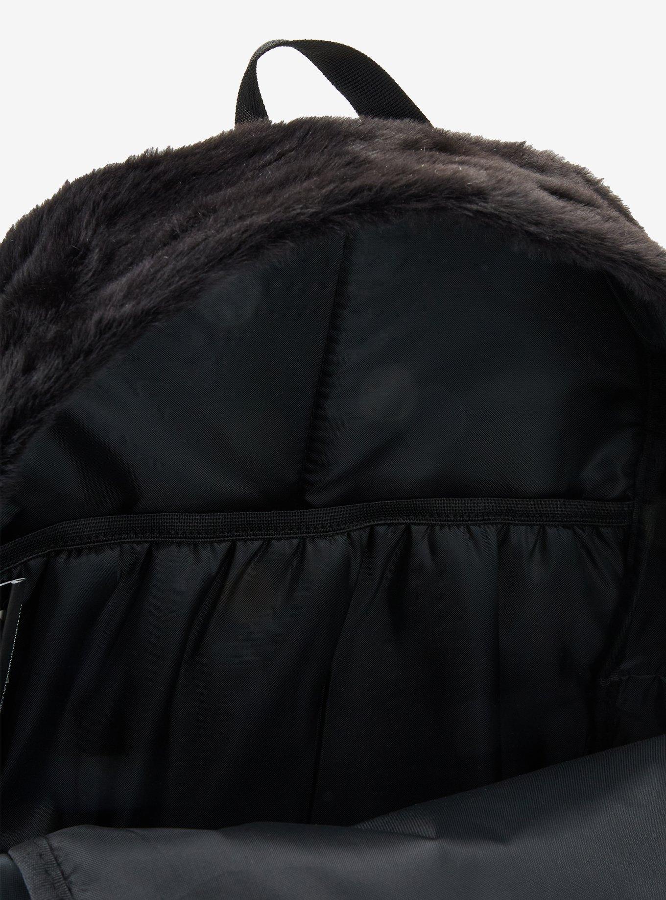 Black Bunny Ribbons Fuzzy Backpack, , alternate