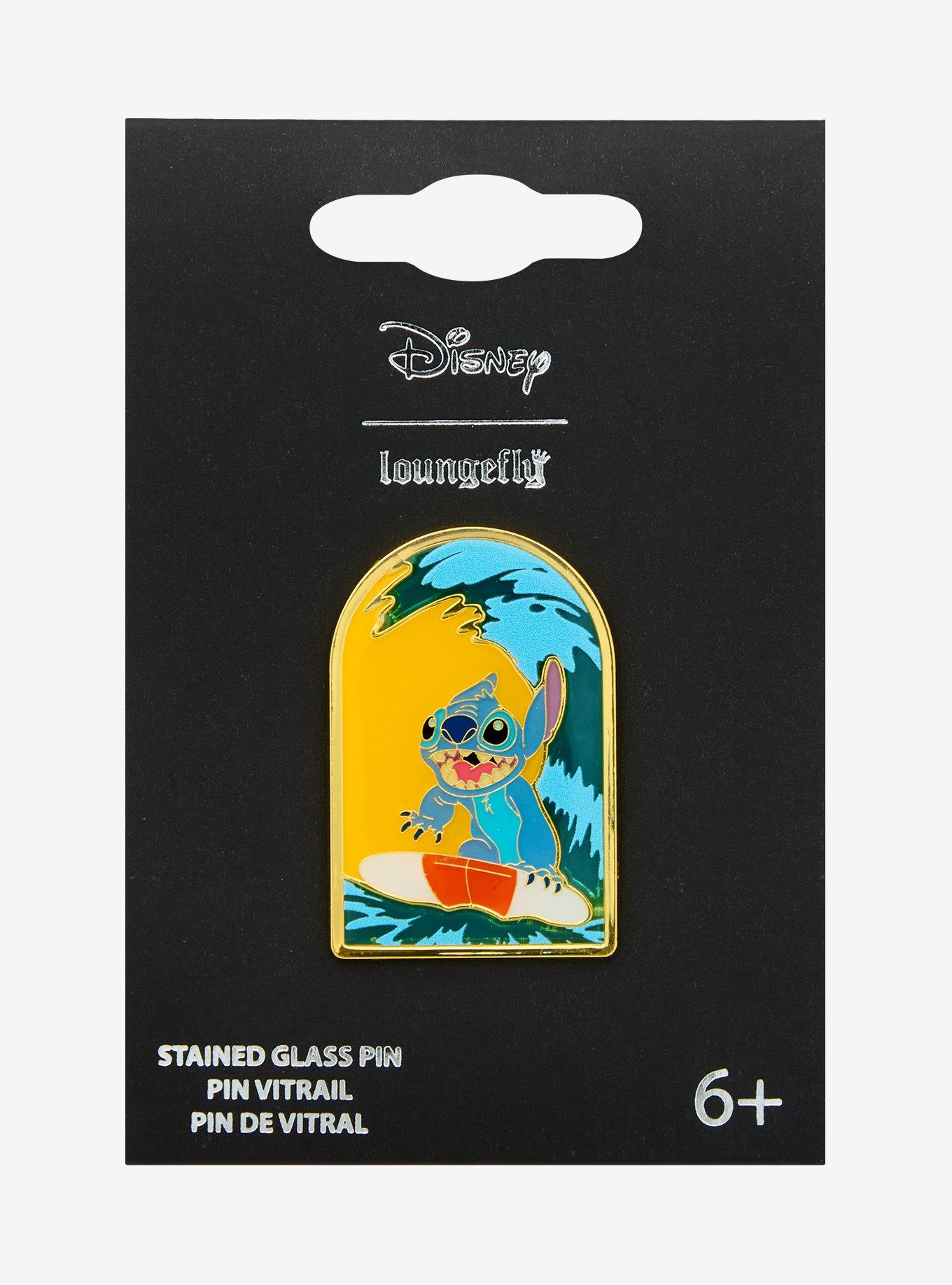 Loungefly Disney Lilo & Stitch Surfing Stitch Stained Glass Enamel Pin - BoxLunch Exclusive, , hi-res