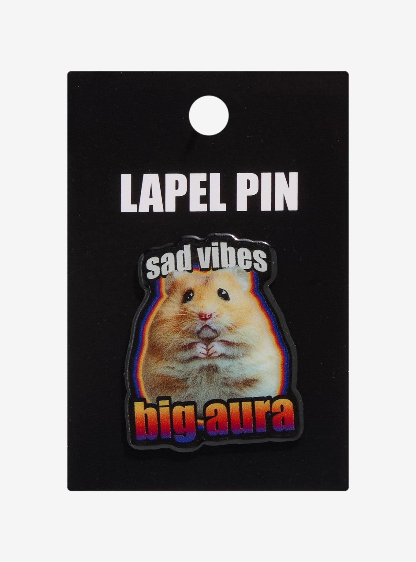Sad Vibes Big Aura Hamster Enamel Pin, , hi-res