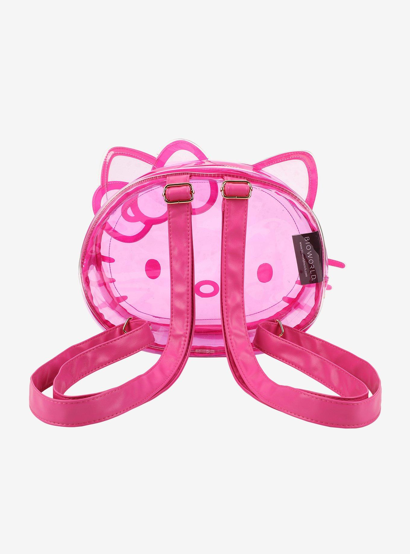 Hello Kitty Face Pink Transparent Figural Mini Backpack, , hi-res