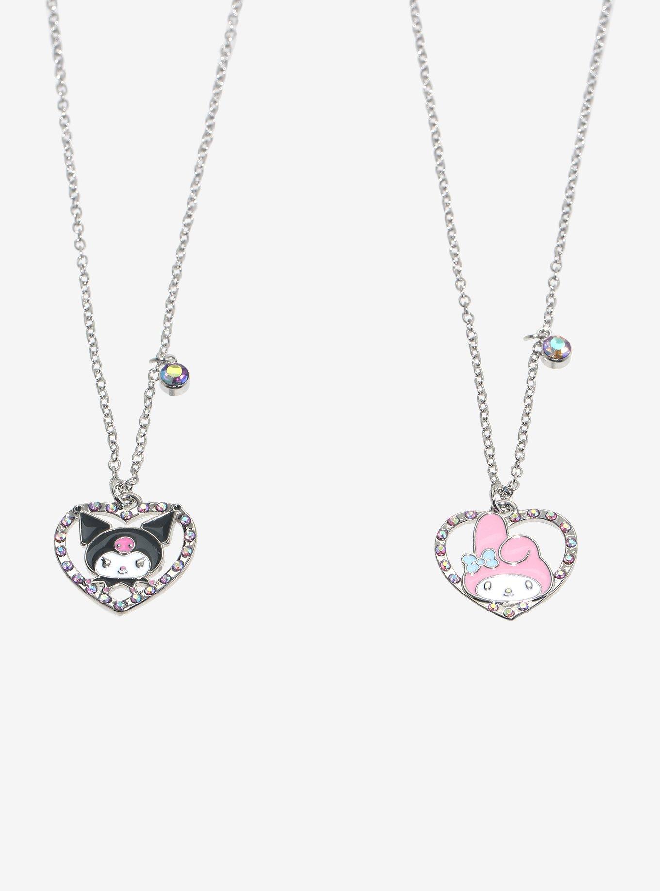 My Melody & Kuromi Bling Heart Best Friend Necklace Set, , alternate