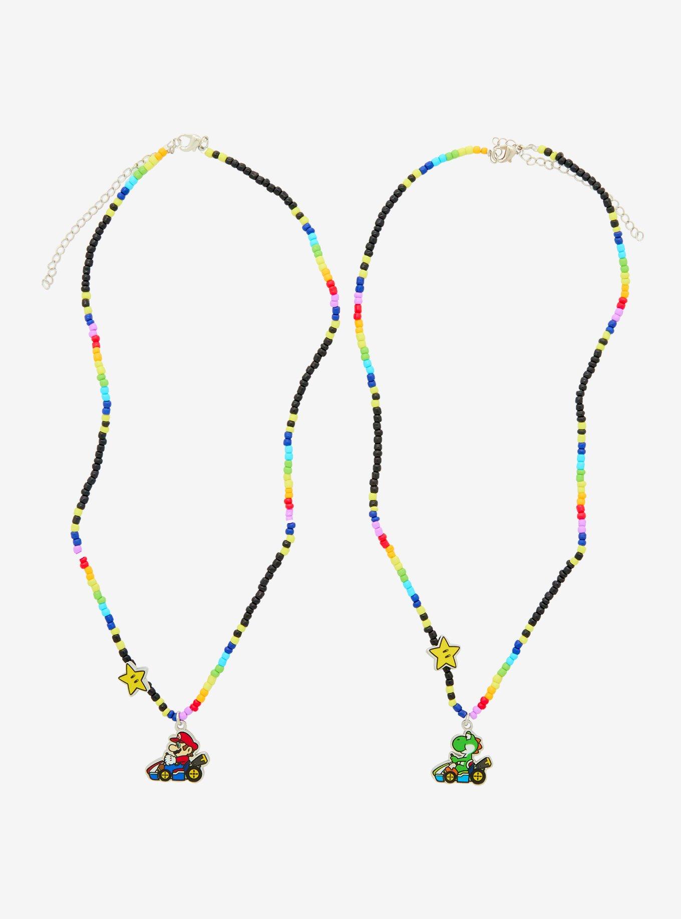 Mario Kart Yoshi & Mario Best Friend Bead Necklace Set, , hi-res