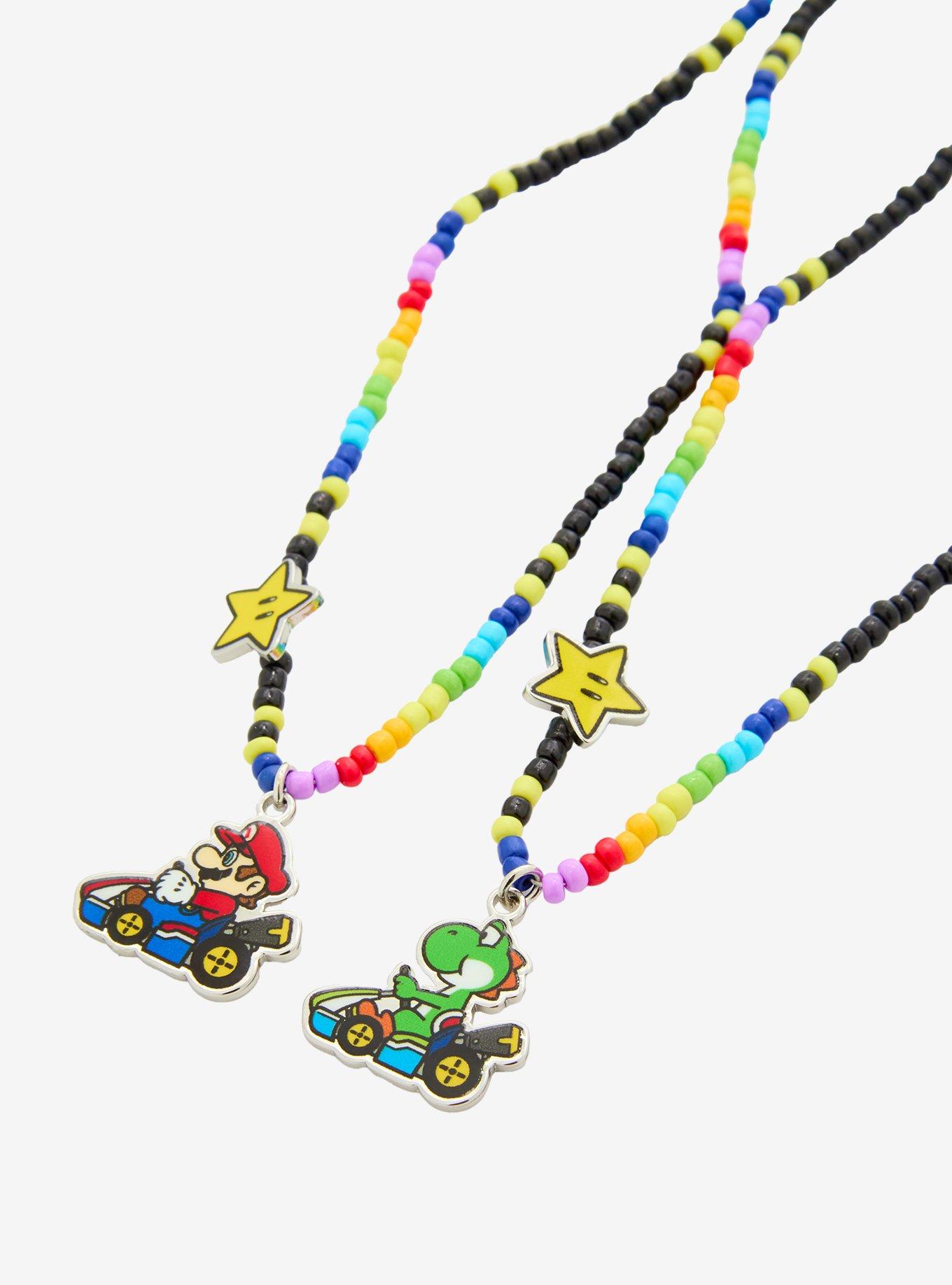 Mario Kart Yoshi & Mario Best Friend Bead Necklace Set, , alternate