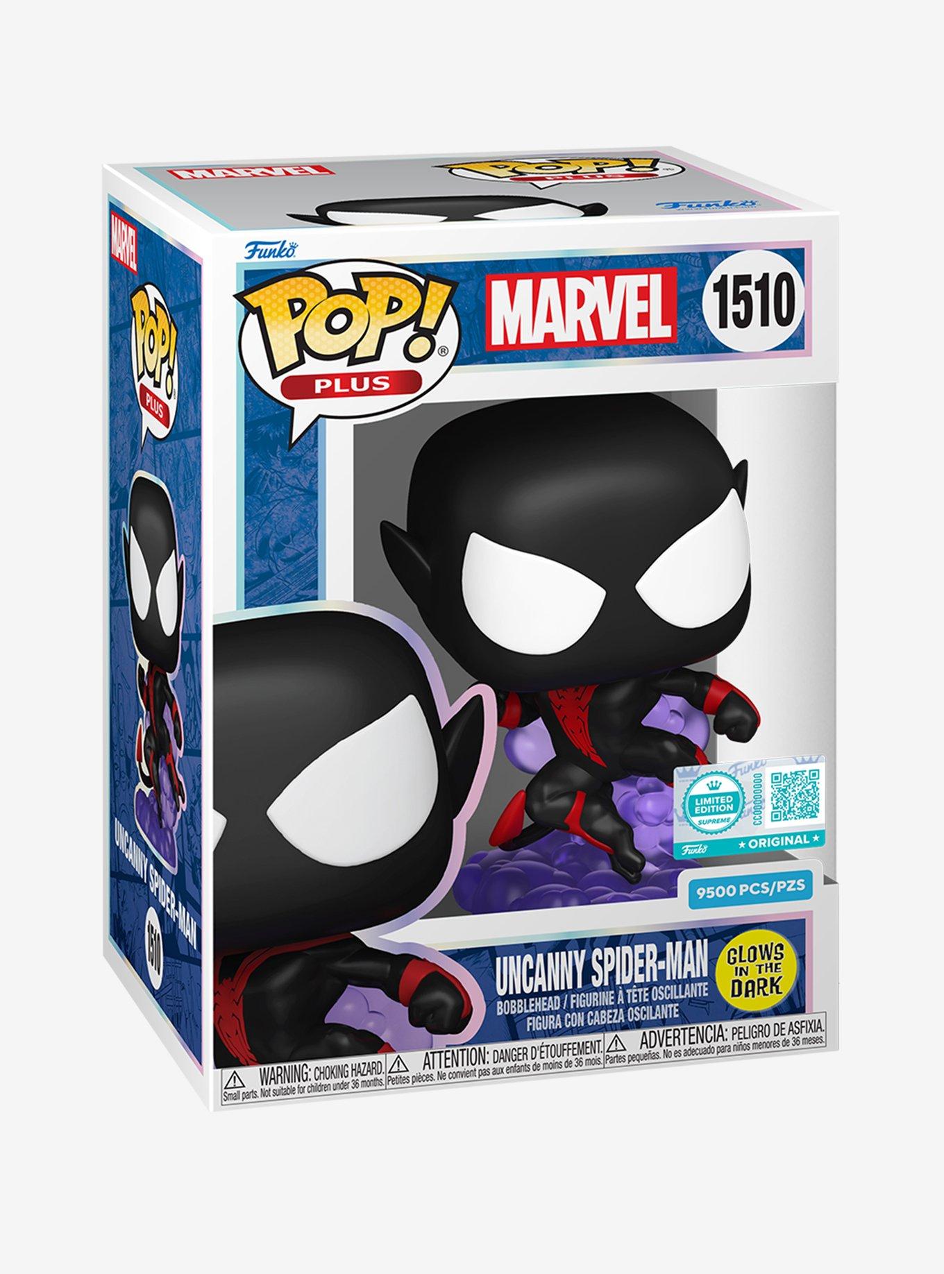 Funko Marvel Pop! Plus Glow-In-The-Dark Uncanny Spider-Man Vinyl Bobble-Head Hot Topic Exclusive, , hi-res