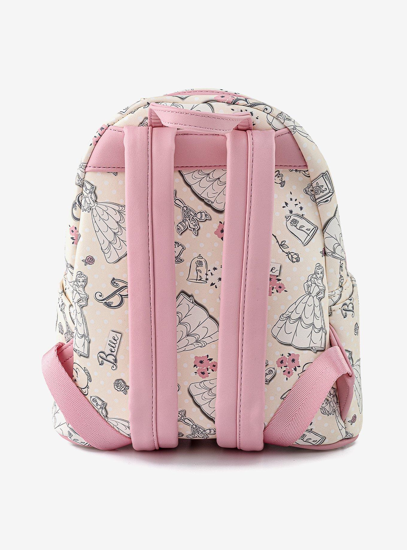 Loungefly Disney Beauty And The Beast Pink Line Art Mini Backpack, , hi-res