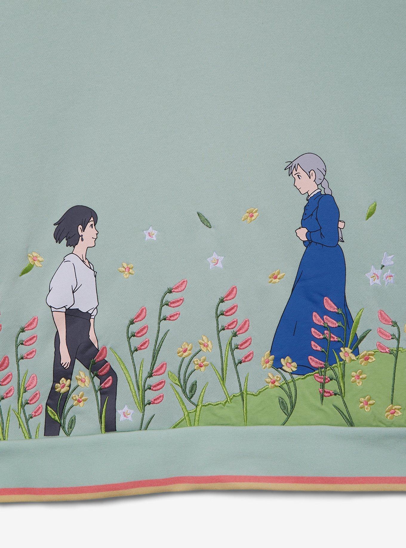 Studio Ghibli® Howl's Moving Castle Howl & Sophie Meadow Scene Quarter Zip Crewneck - BoxLunch Exclusive, LIGHT BLUE, alternate