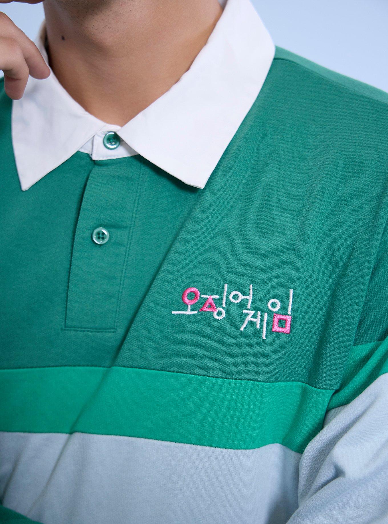 Squid Game Cheol-Su Stripe Long-Sleeve Polo Shirt, MULTI, alternate