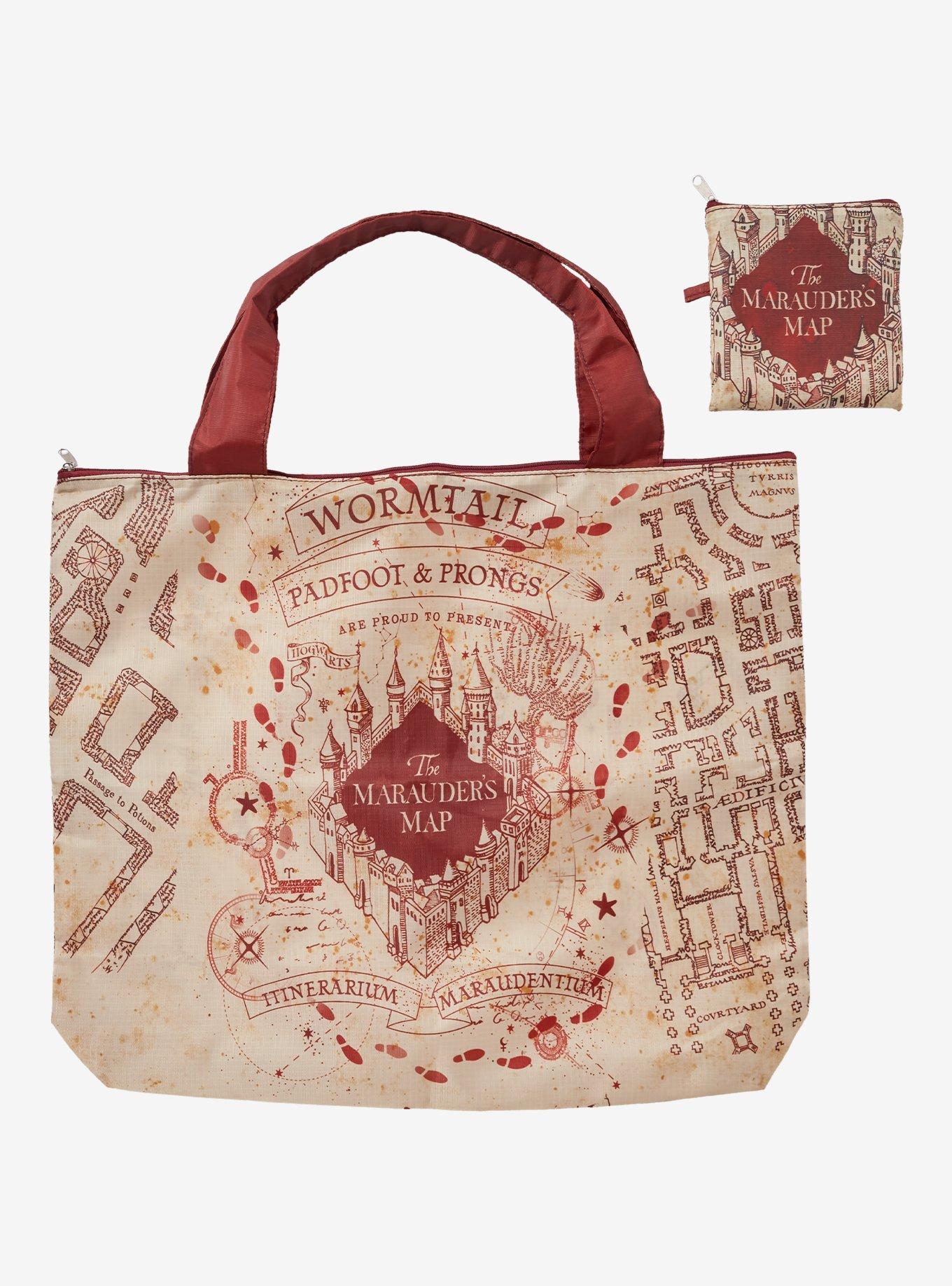 Harry Potter The Marauder's Map Allover Print Reusable Collapsible Tote Bag - BoxLunch Exclusive, , alternate