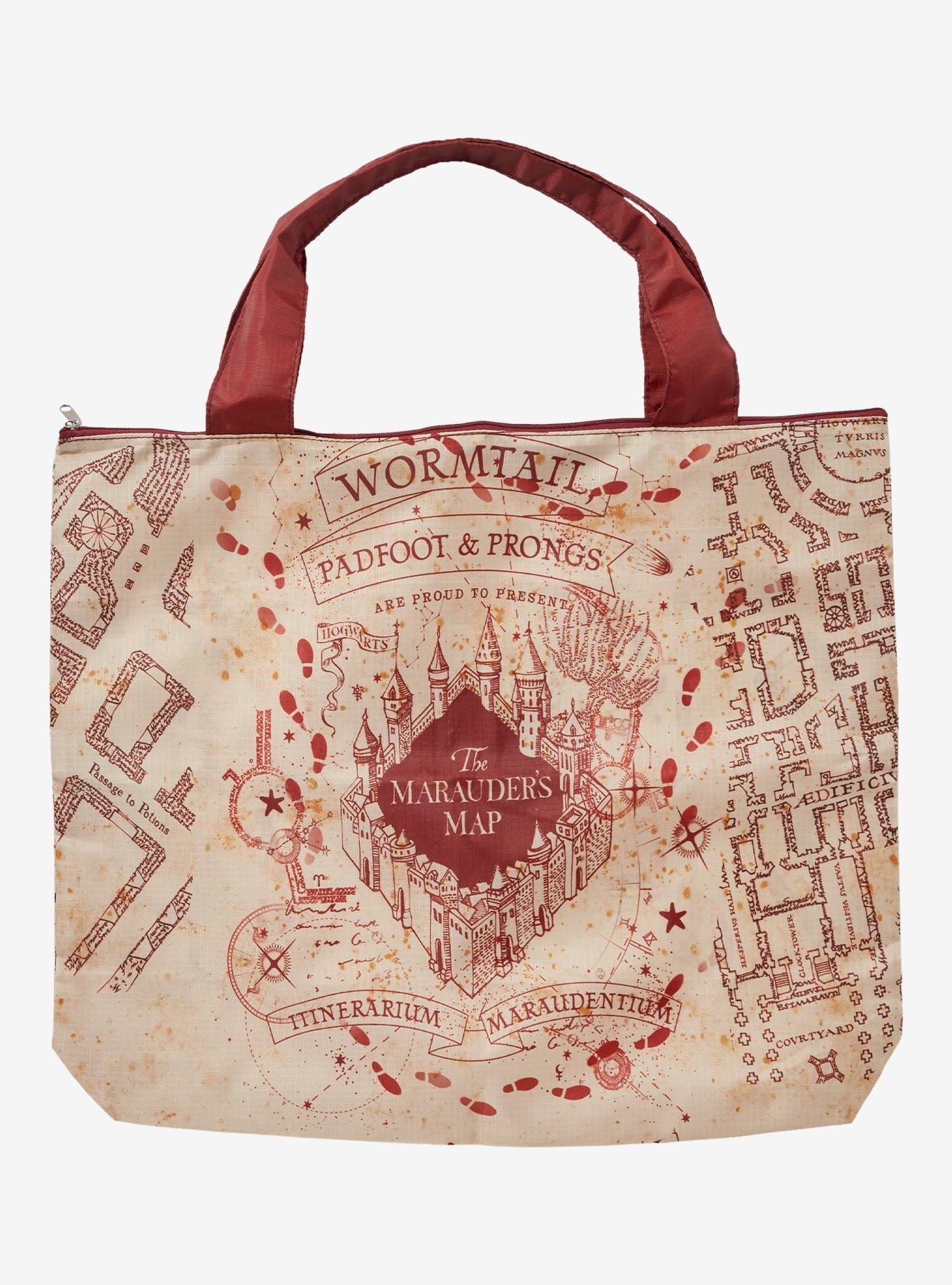 Harry Potter The Marauder's Map Allover Print Reusable Collapsible Tote Bag - BoxLunch Exclusive, , alternate