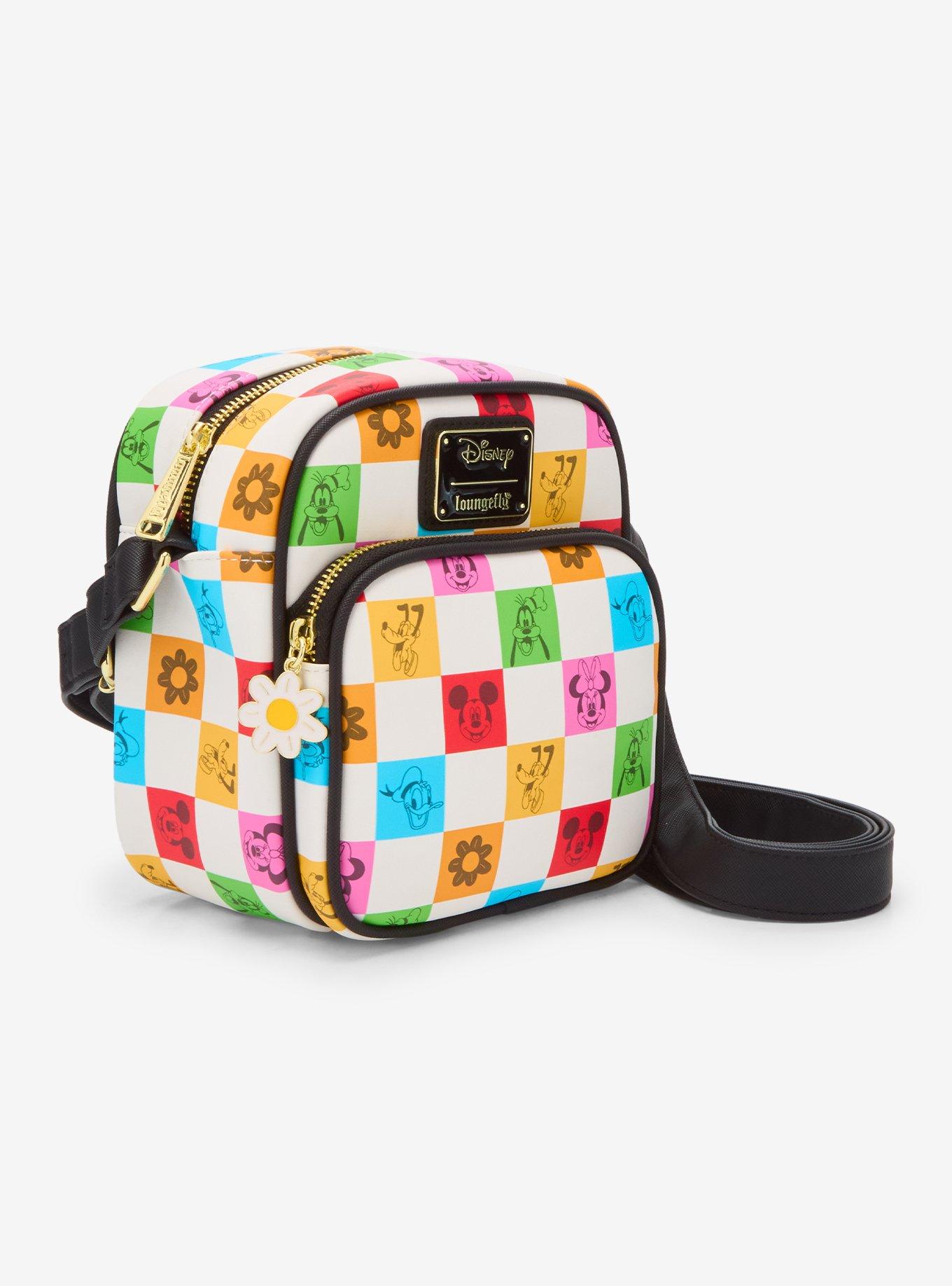 Loungefly Disney Mickey Mouse & Friends Floral Checkered Crossbody Bag - BoxLunch Exclusive, , hi-res