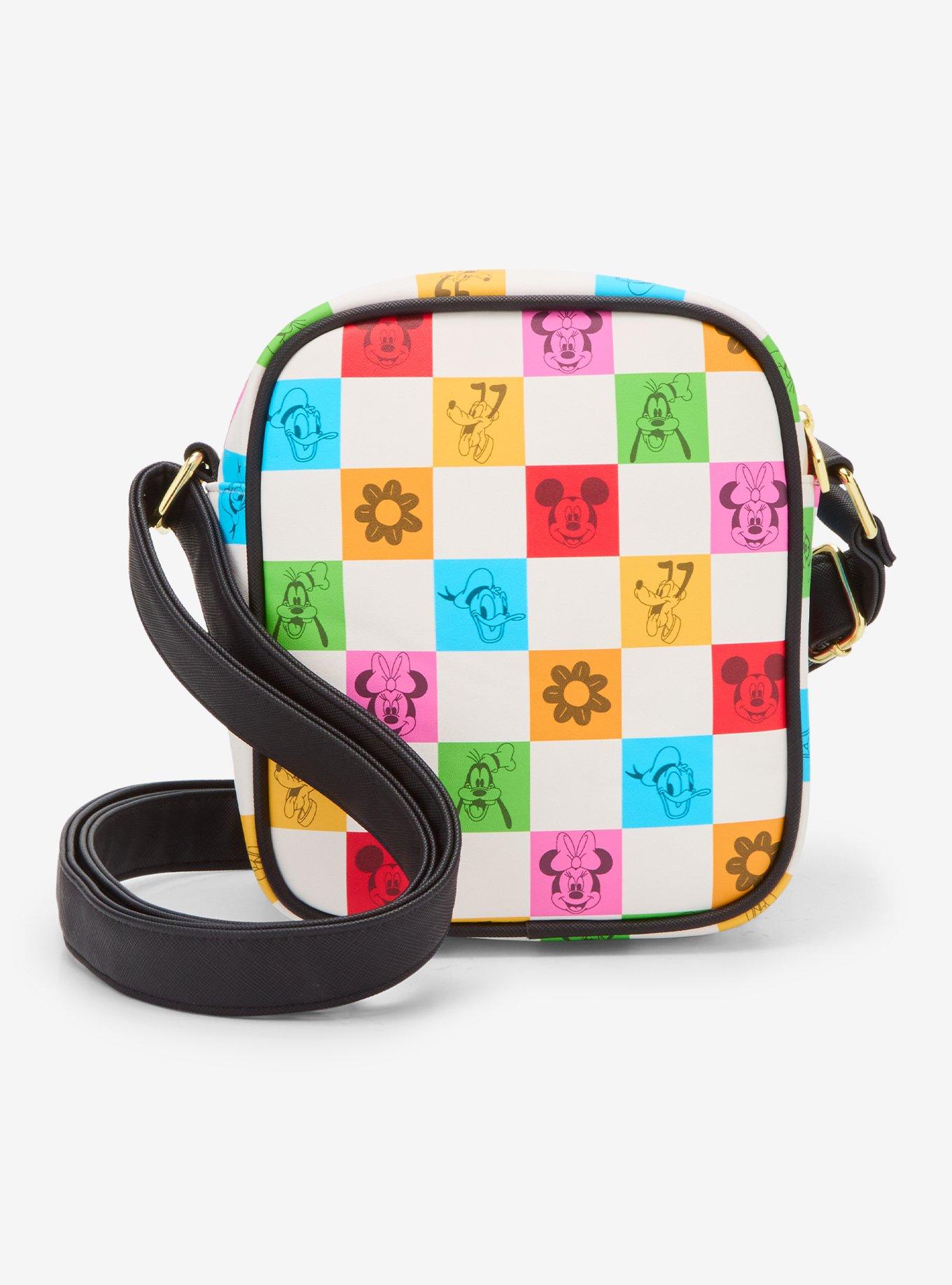 Loungefly Disney Mickey Mouse & Friends Floral Checkered Crossbody Bag - BoxLunch Exclusive, , alternate