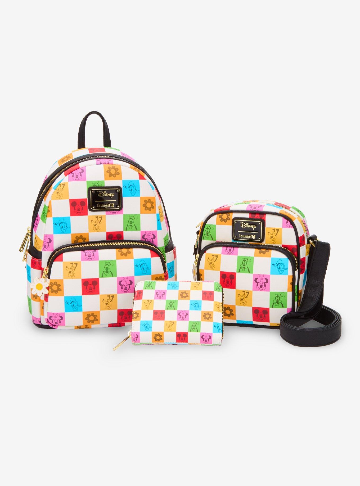 Loungefly Disney Mickey Mouse & Friends Floral Checkered Crossbody Bag - BoxLunch Exclusive, , alternate