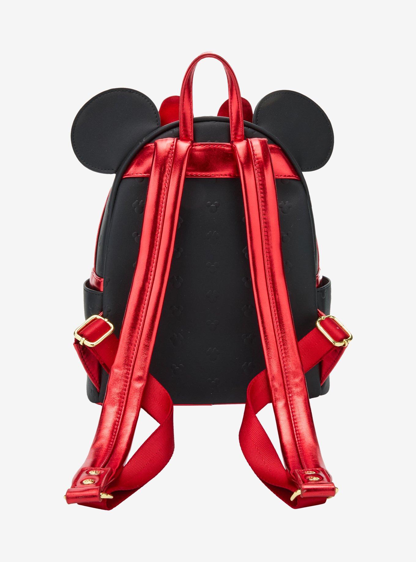 Loungefly Disney Minnie Mouse Metallic Red Bow Ears Mini Backpack - BoxLunch Exclusive