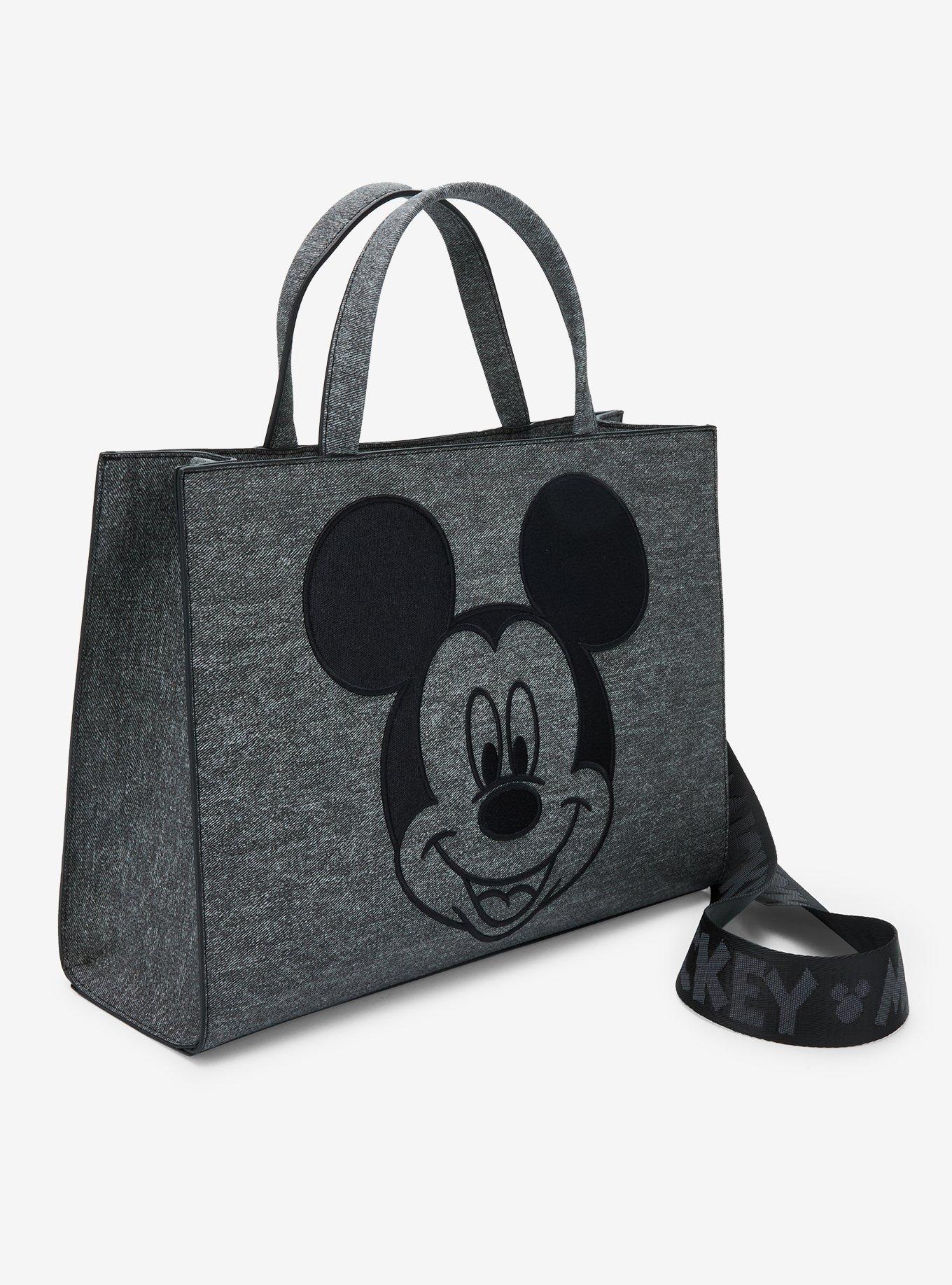 Loungefly Disney Mickey Mouse Gray Denim Convertible Handbag — BoxLunch Exclusive, , hi-res