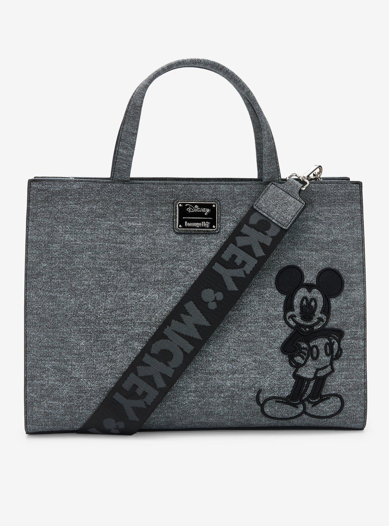 Loungefly Disney Mickey Mouse Gray Denim Convertible Handbag — BoxLunch Exclusive, , alternate