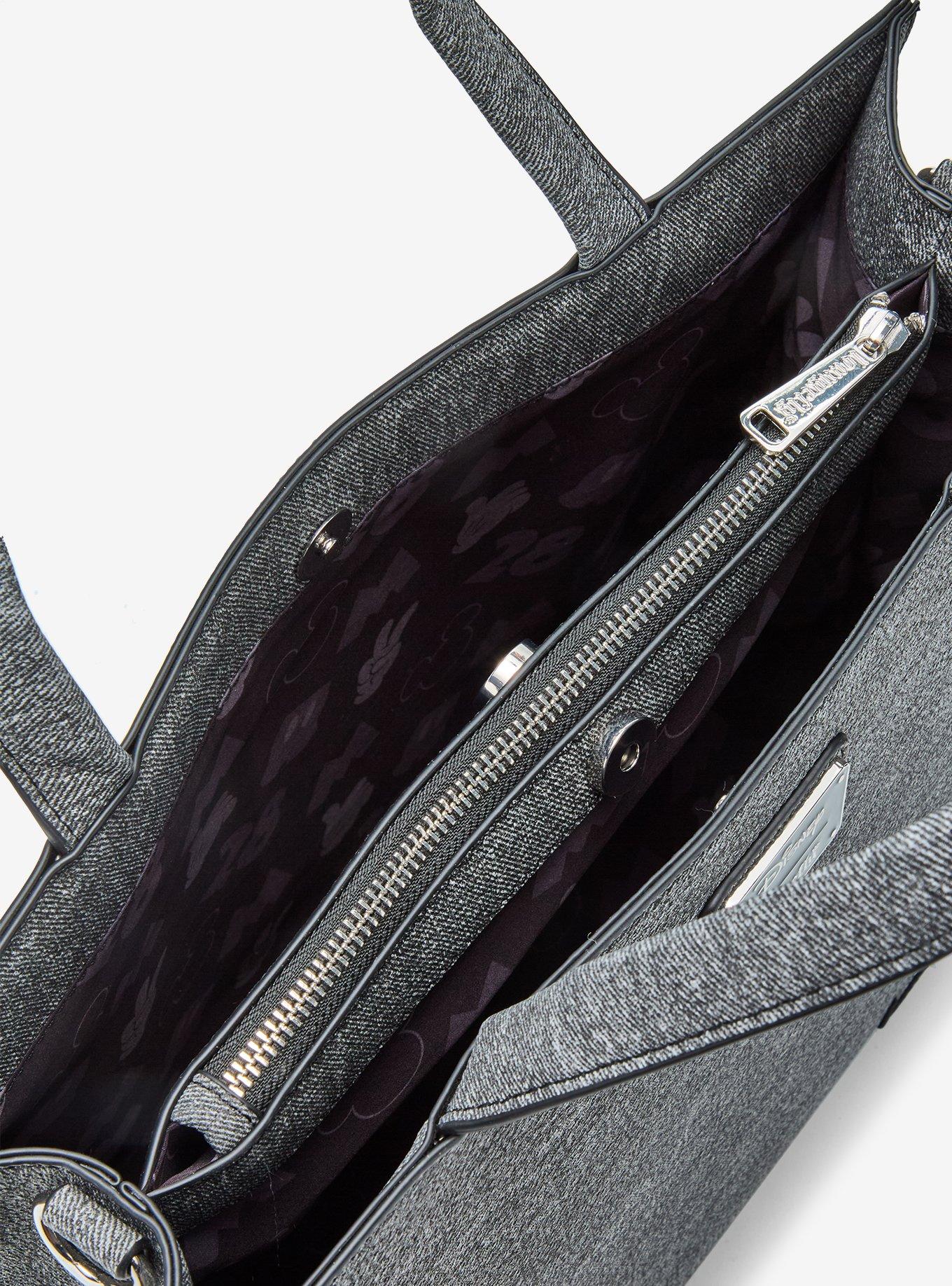 Loungefly Disney Mickey Mouse Gray Denim Convertible Handbag — BoxLunch Exclusive, , alternate