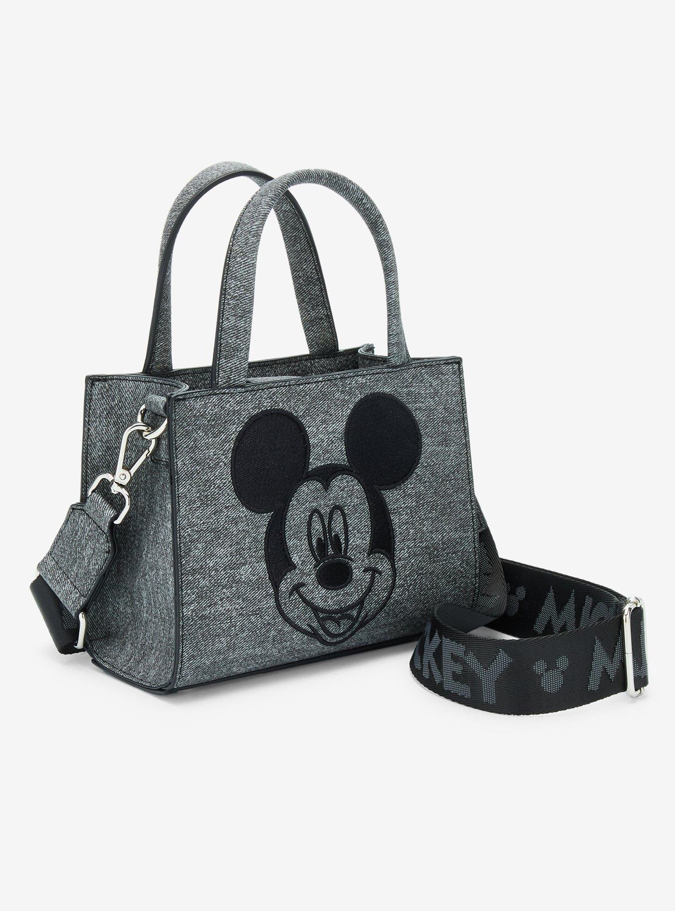 Loungefly Disney Mickey Mouse Gray Denim Convertible Crossbody — BoxLunch Exclusive, , hi-res