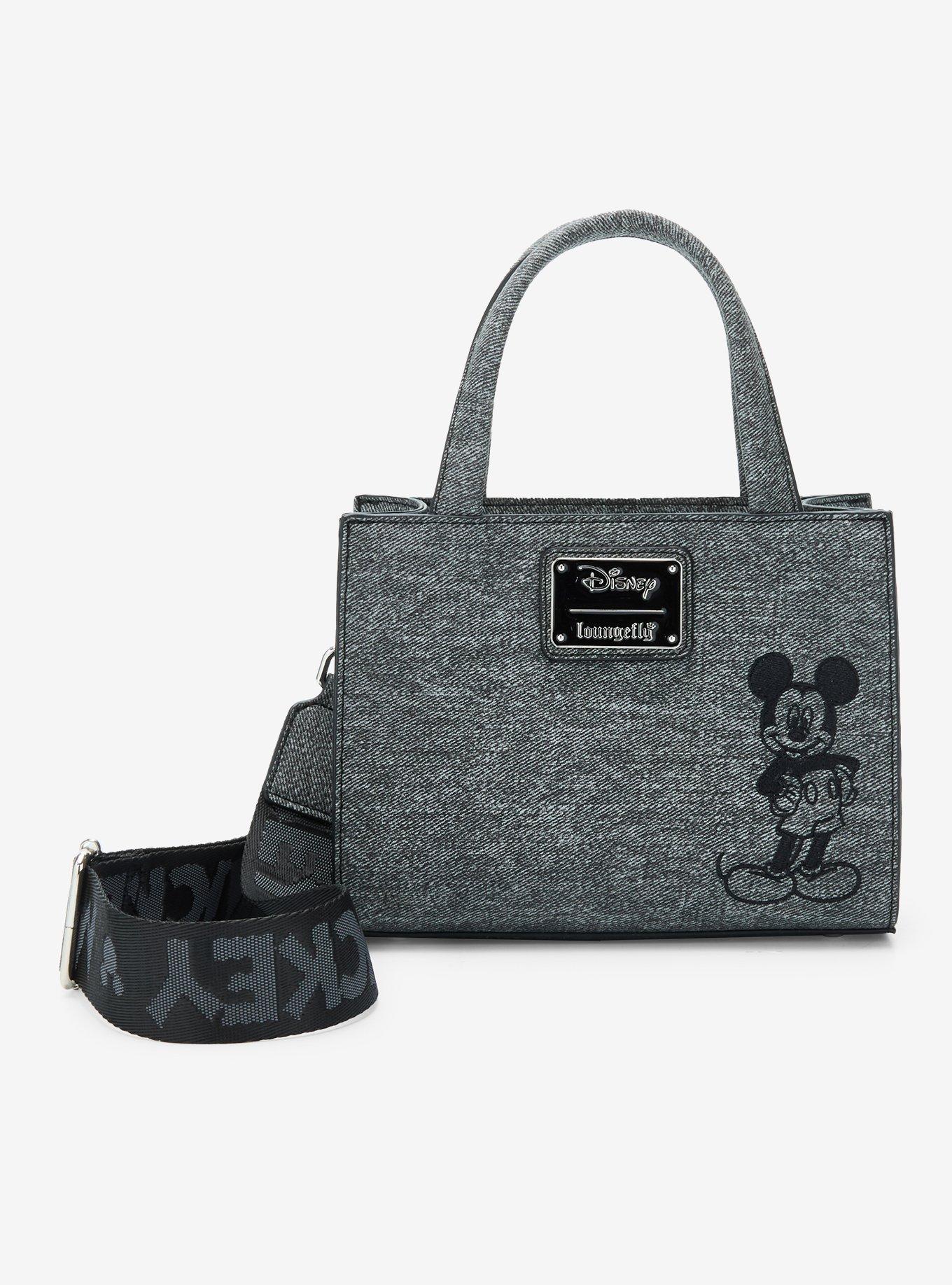 Loungefly Disney Mickey Mouse Gray Denim Convertible Crossbody — BoxLunch Exclusive, , alternate