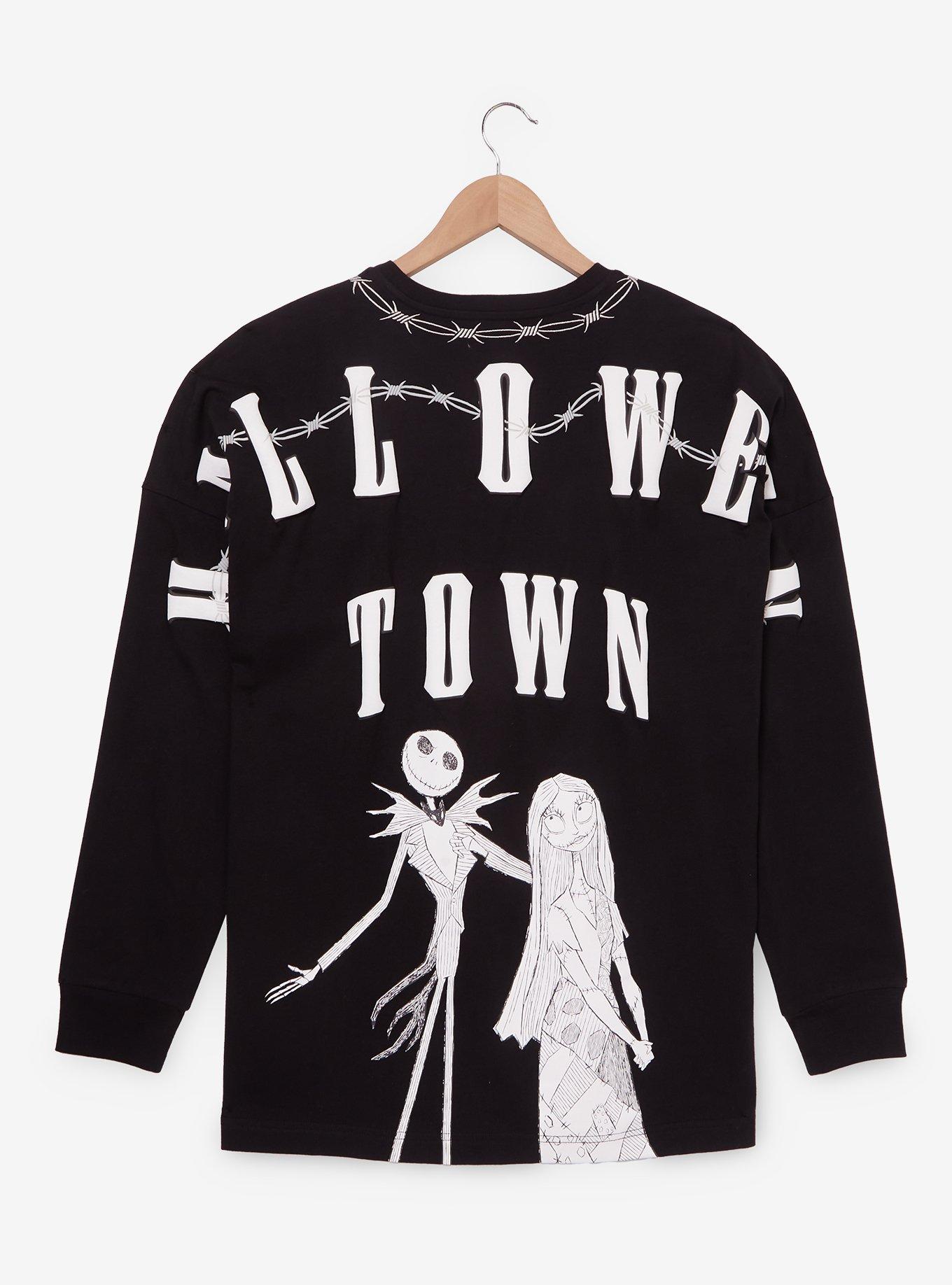 Disney The Nightmare Before Christmas Jack & Sally Barbed Wire Long Sleeve T-Shirt - BoxLunch Exclusive, BLACK, alternate