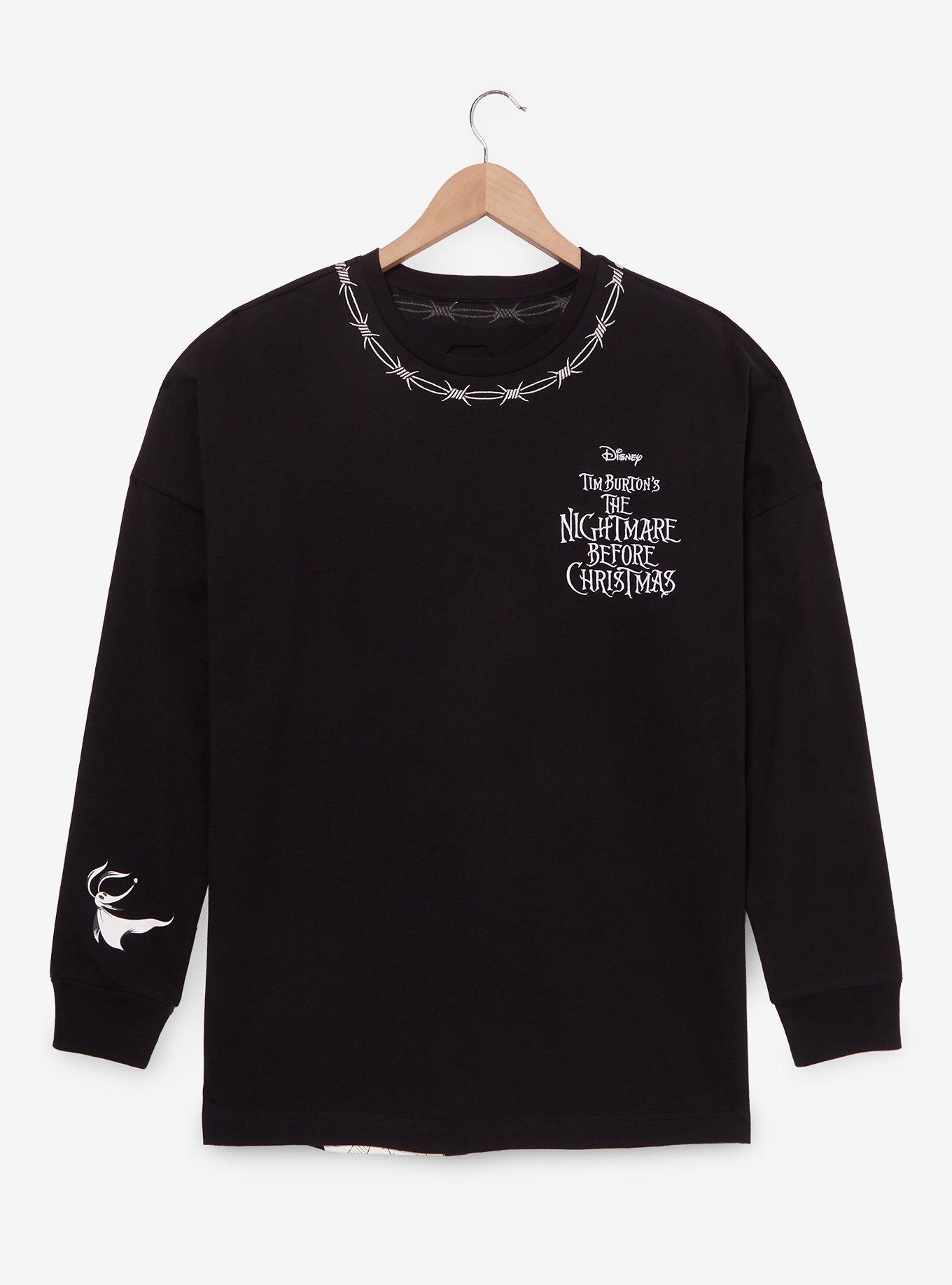 Disney The Nightmare Before Christmas Jack & Sally Barbed Wire Long Sleeve T-Shirt - BoxLunch Exclusive, BLACK, alternate