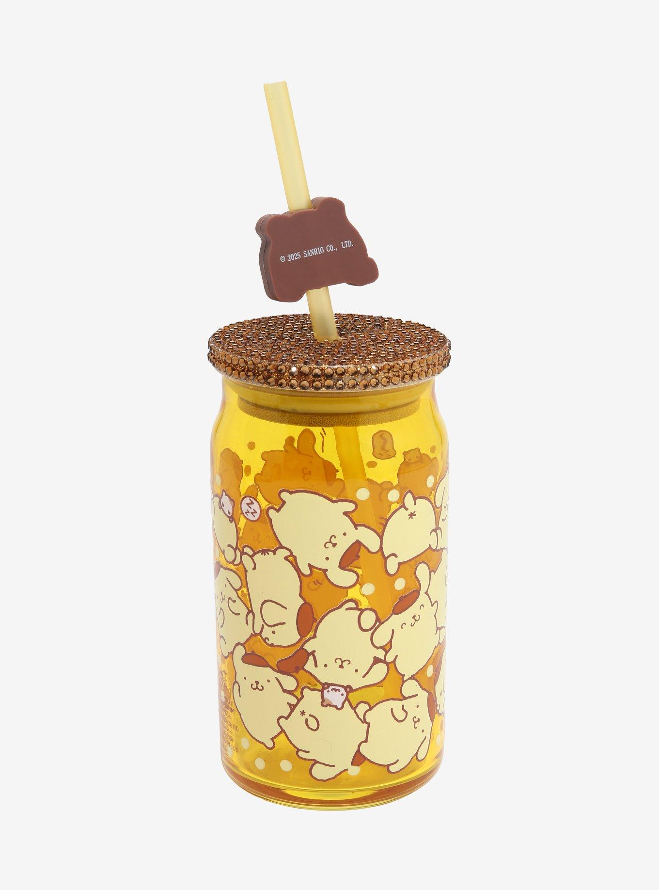 Sanrio Pompompurin Rhinestone Tumbler with Straw Charm — BoxLunch Exclusive, , hi-res