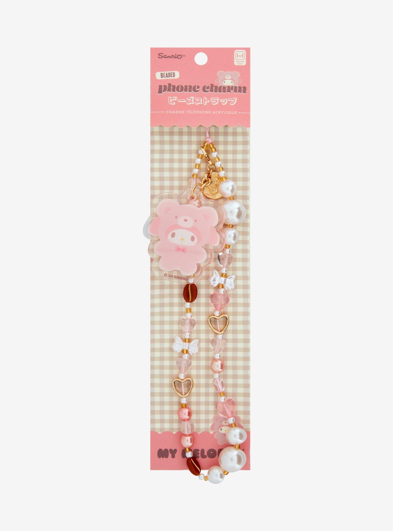 My Melody Latte Bear Beaded Phone Charm, , hi-res